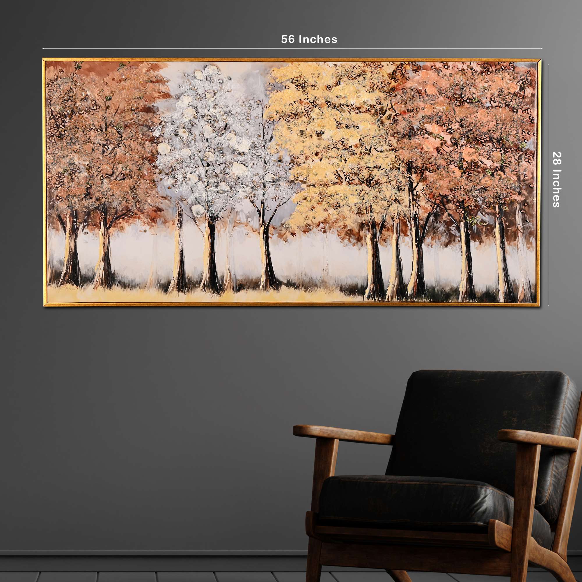 Seasons in Harmony Hand Painted Wall Painting with Floating Frame - Image 3