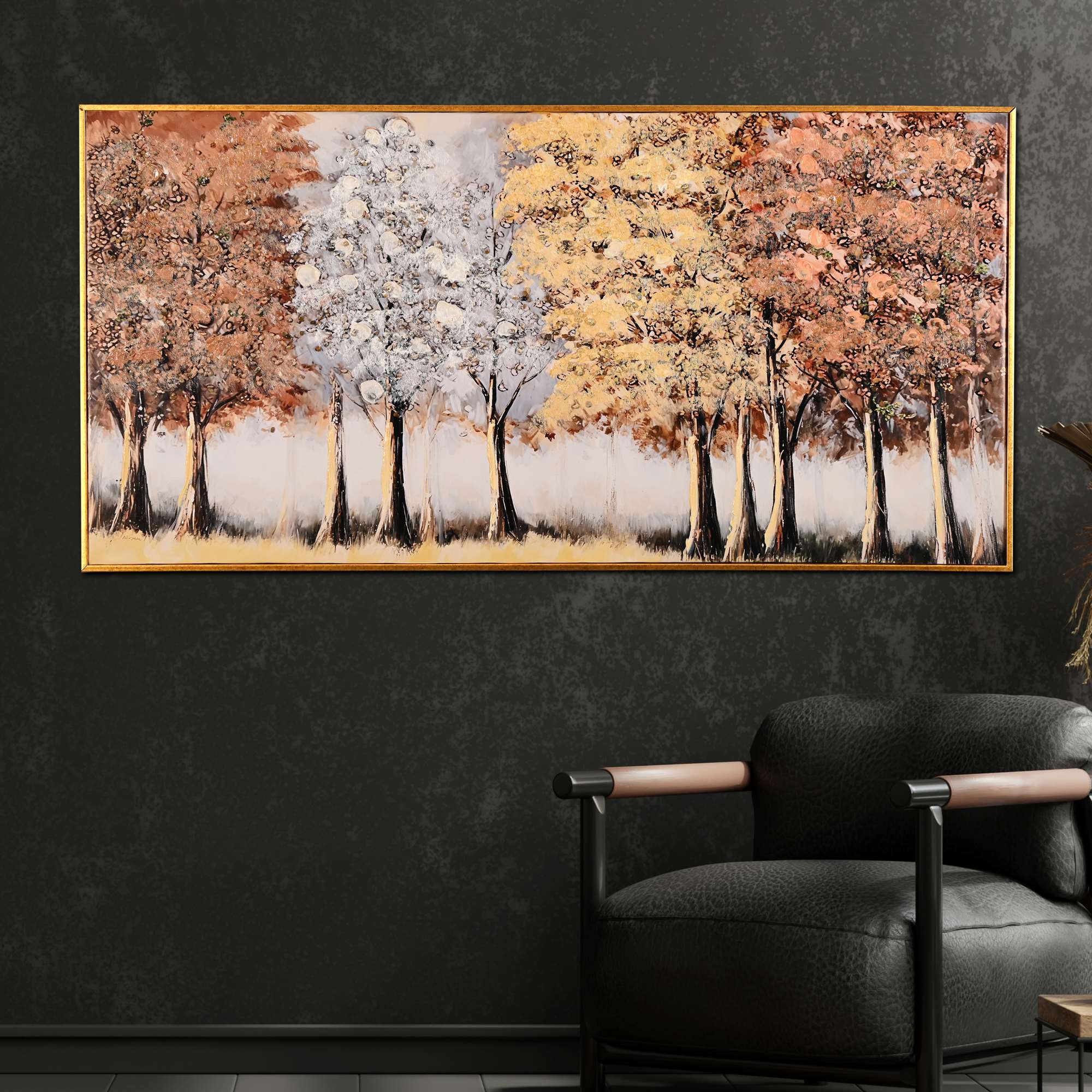 Seasons in Harmony Hand Painted Wall Painting with Floating Frame - Image 4