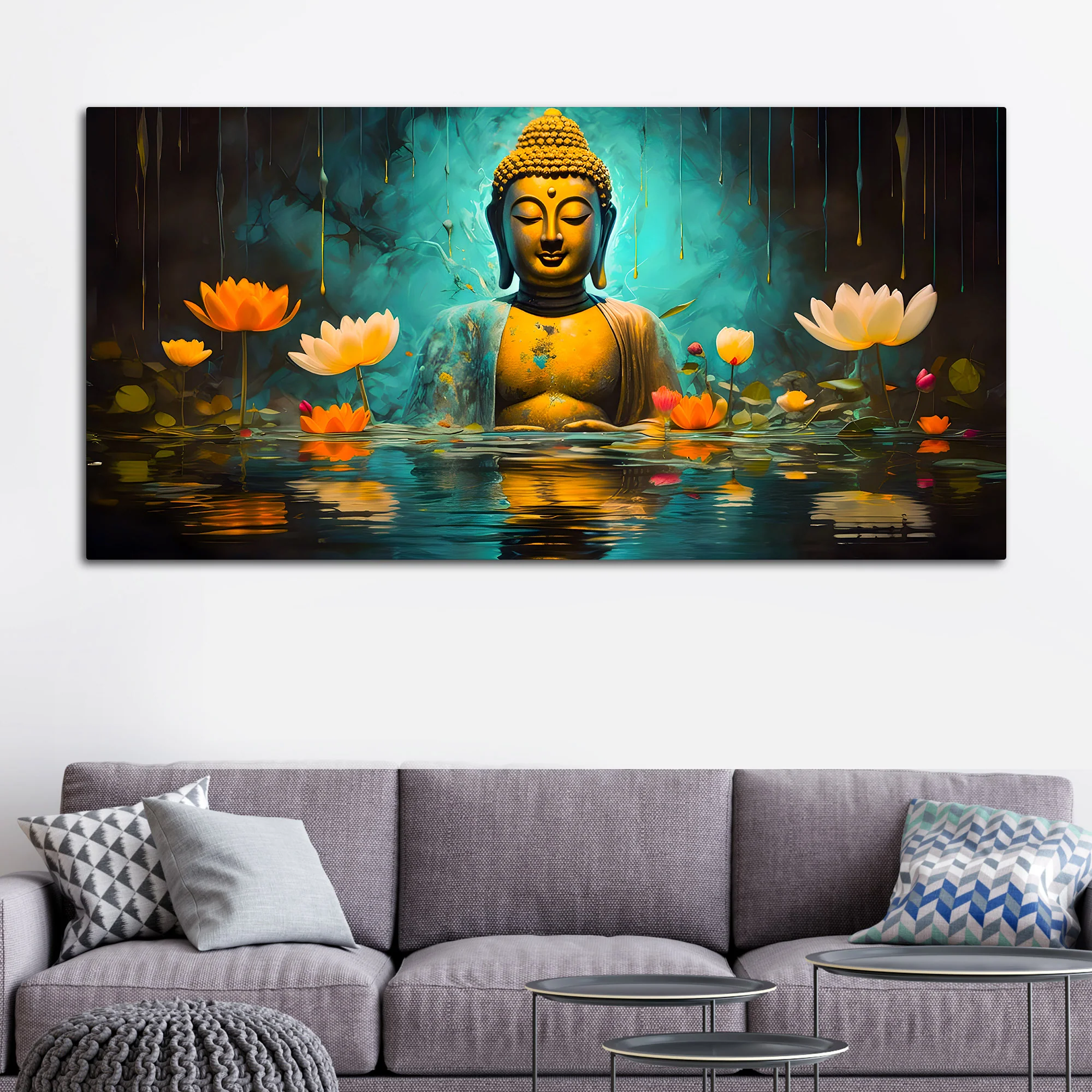 Serene Buddha Wall Painting Canvas for Living Room Décor - Image 3