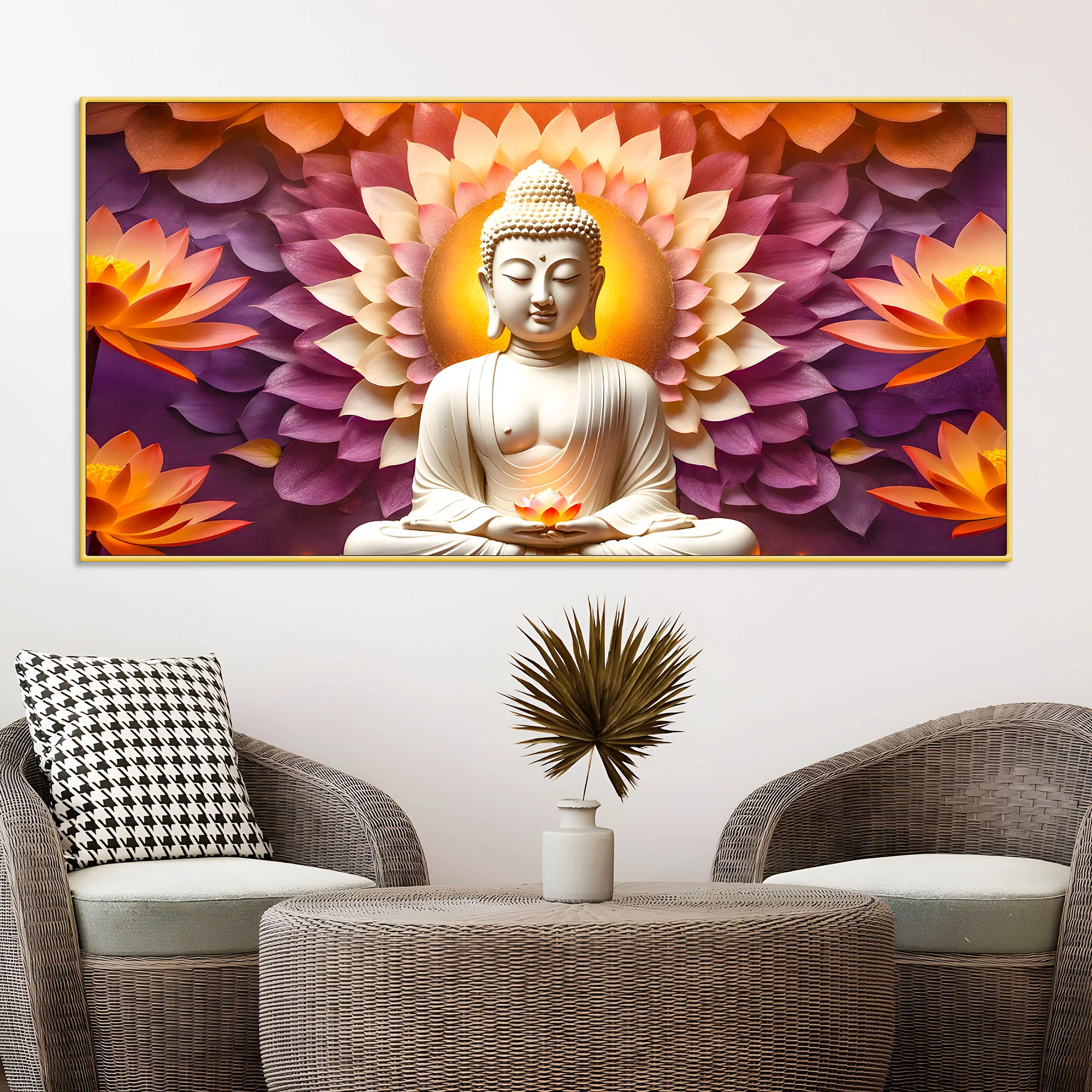 Serene Buddha Wall Painting on Canvas for Home Decoration - Image 2