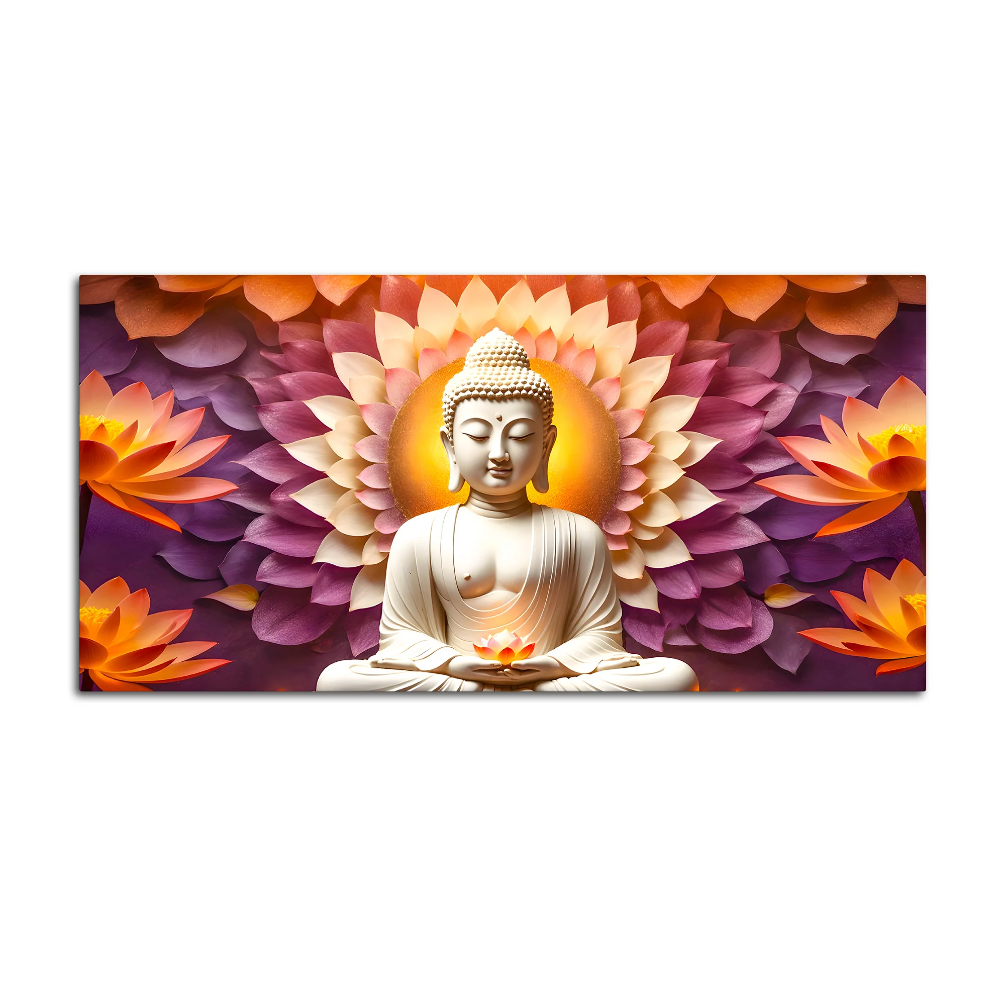 Serene Buddha Wall Painting on Canvas for Home Decoration - Image 4