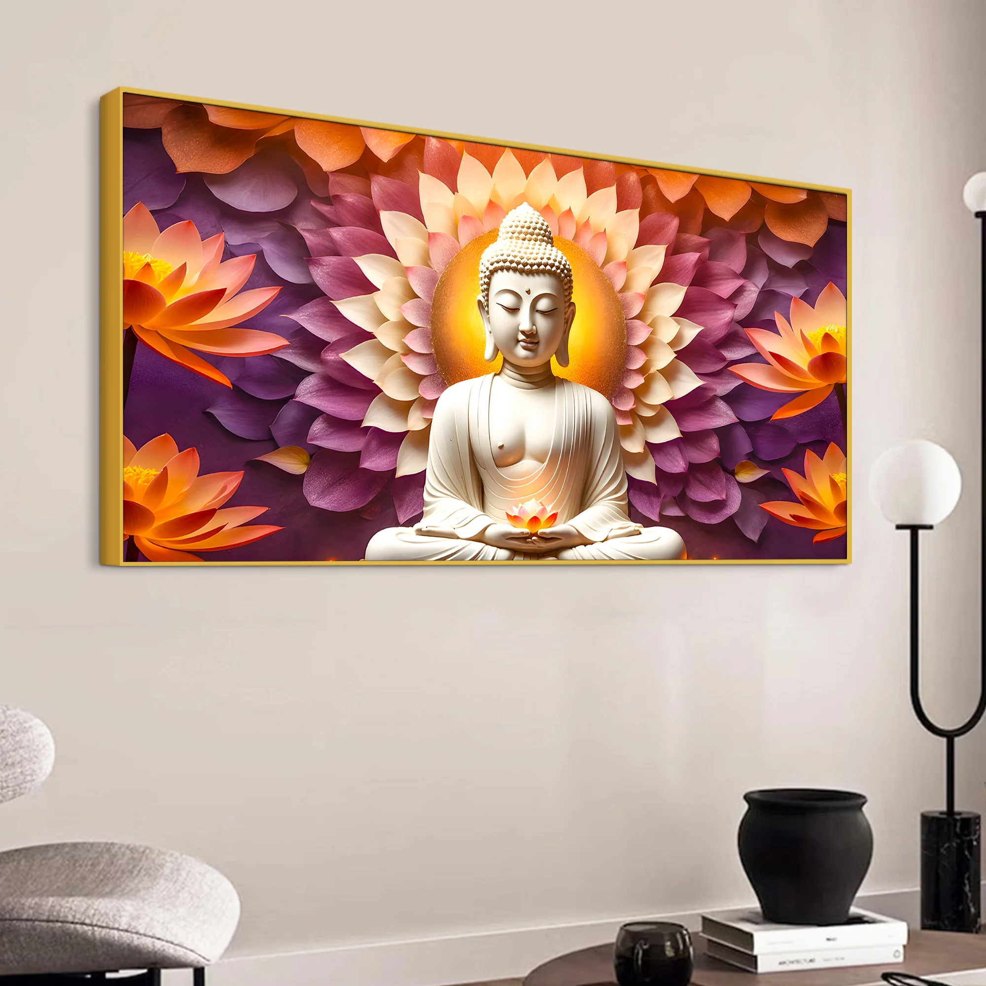 Serene Buddha Wall Painting on Canvas for Home Decoration - Image 5