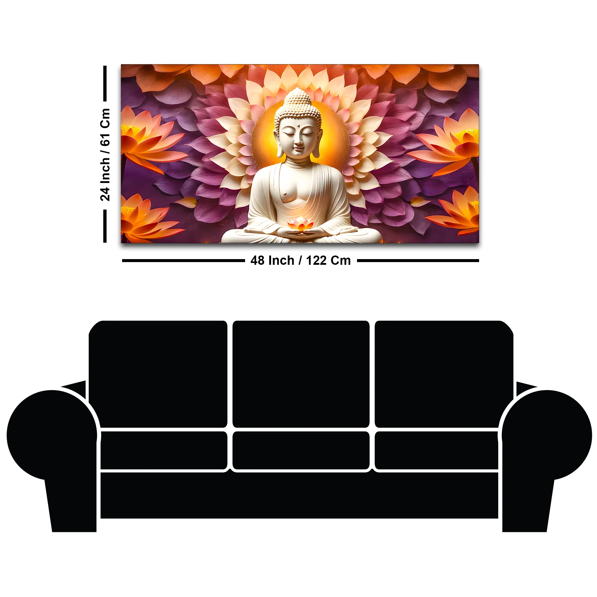 Serene Buddha Wall Painting on Canvas for Home Decoration - Image 8