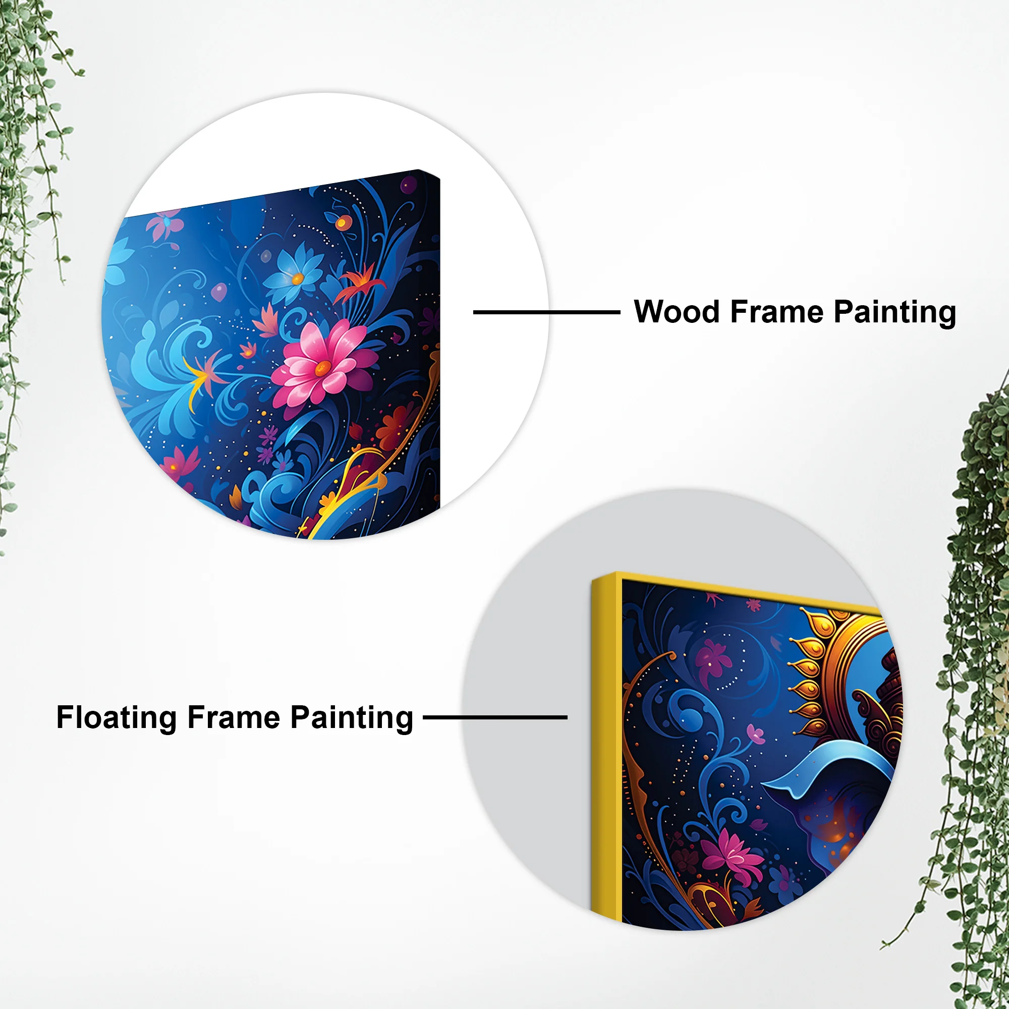 Serene Lord Shri Ganesha Blue Floral Themed Canvas Wall Painting for Home & Office – Luxury Spiritual Decor - Image 7