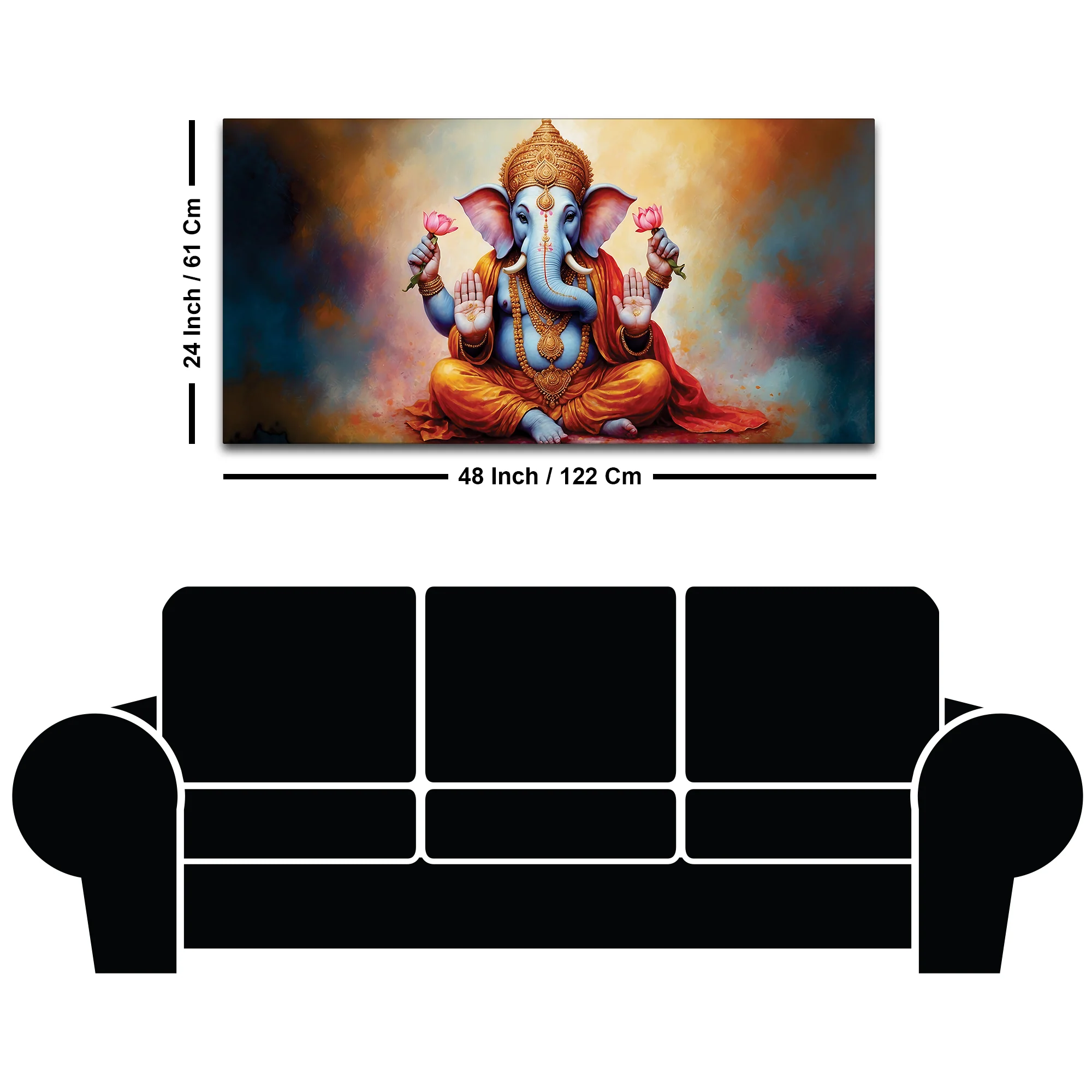 Serene Lord Shri Ganesha Giving Blessings Portrait Wall Painting for Home Interior – Modern Devotional Canvas Wall Art for Home - Image 8