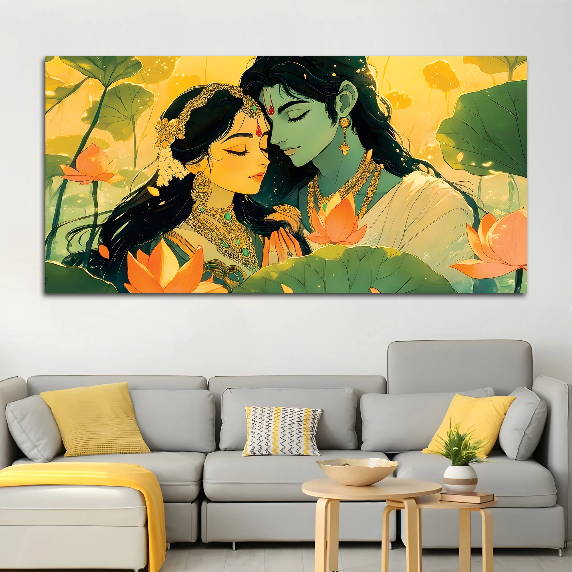 Serene Radha Krishna Canvas Painting for Bedroom & Living Room - Image 3