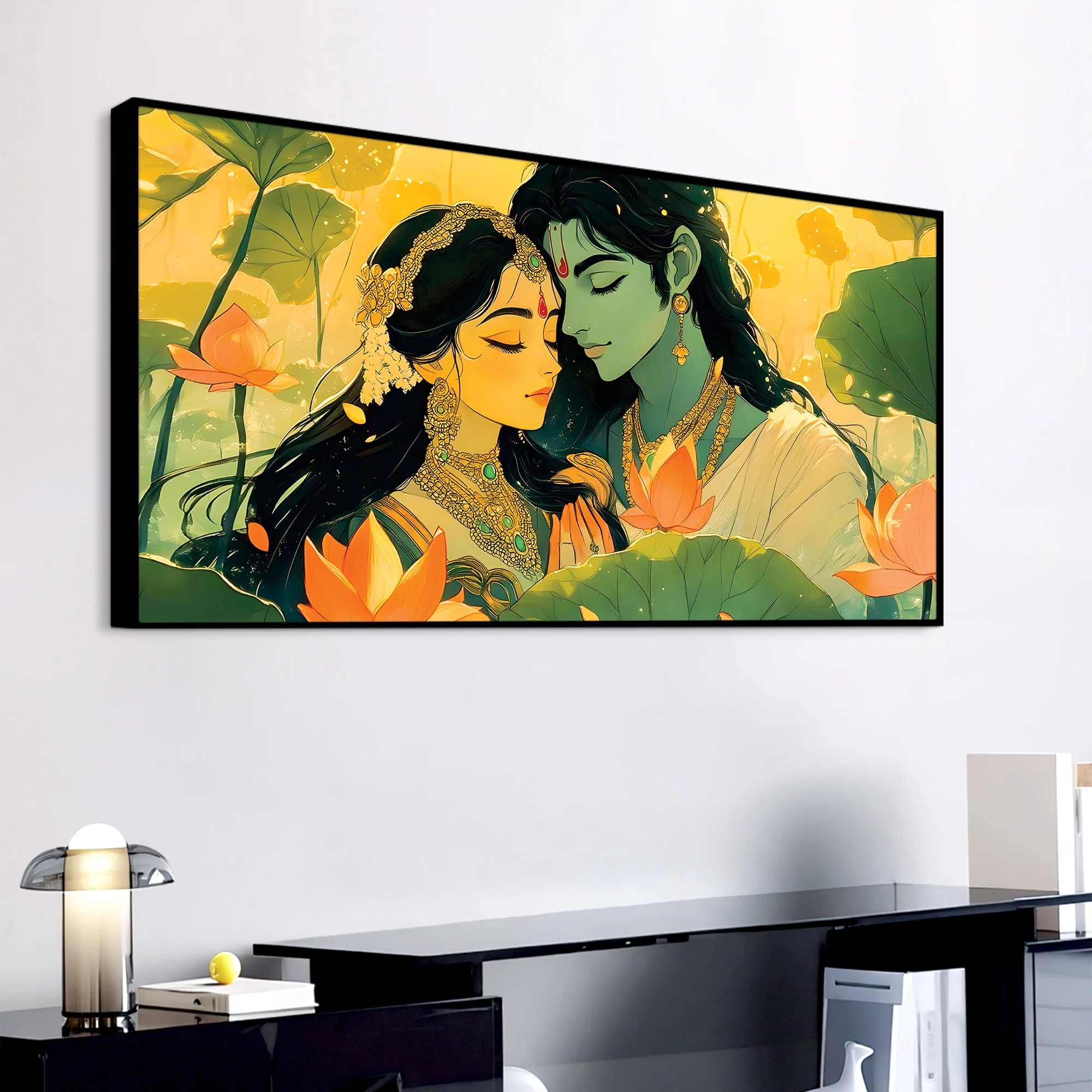 Serene Radha Krishna Canvas Painting for Bedroom & Living Room - Image 5