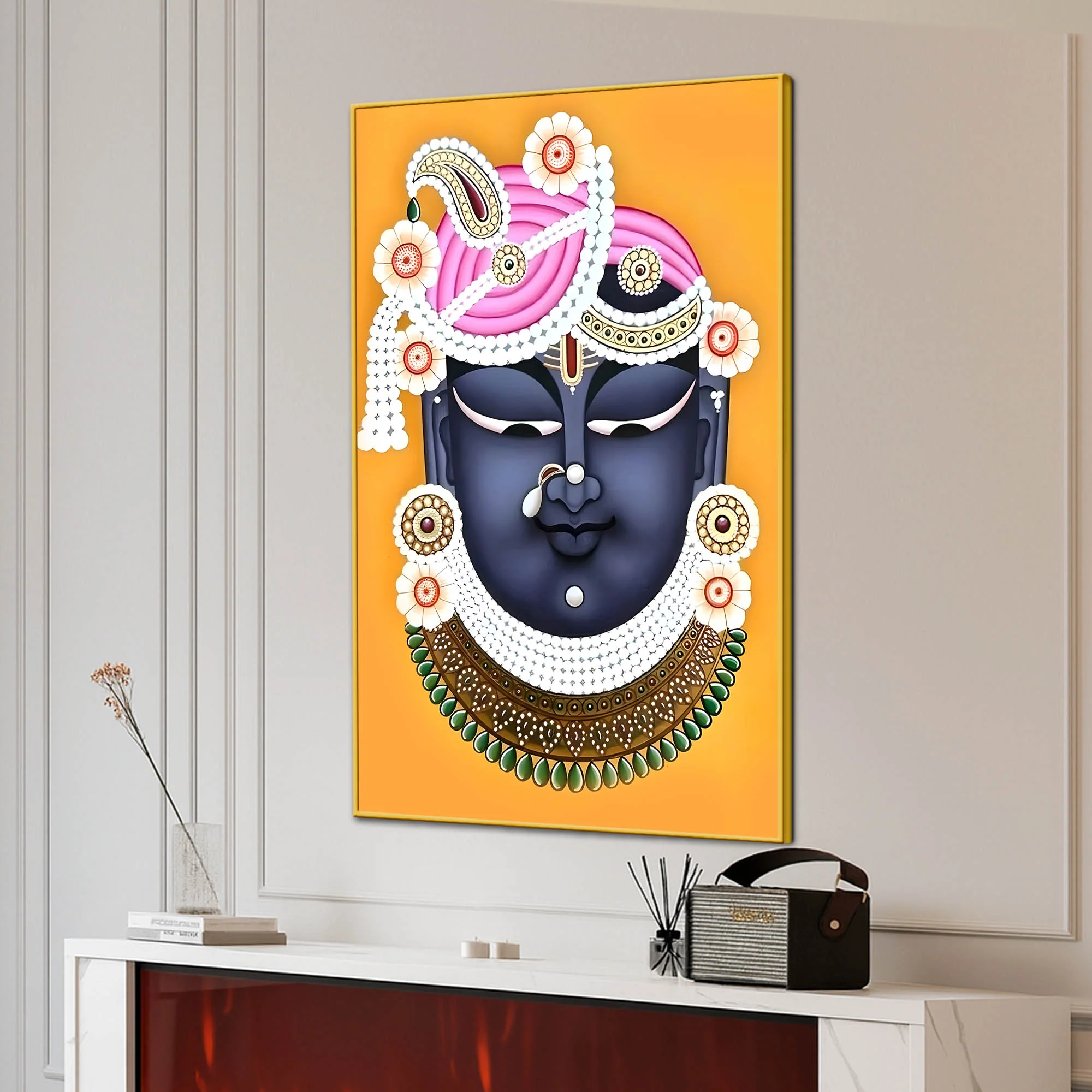 Serene Shree Krishna Portrait Canvas Wall Painting - Image 3