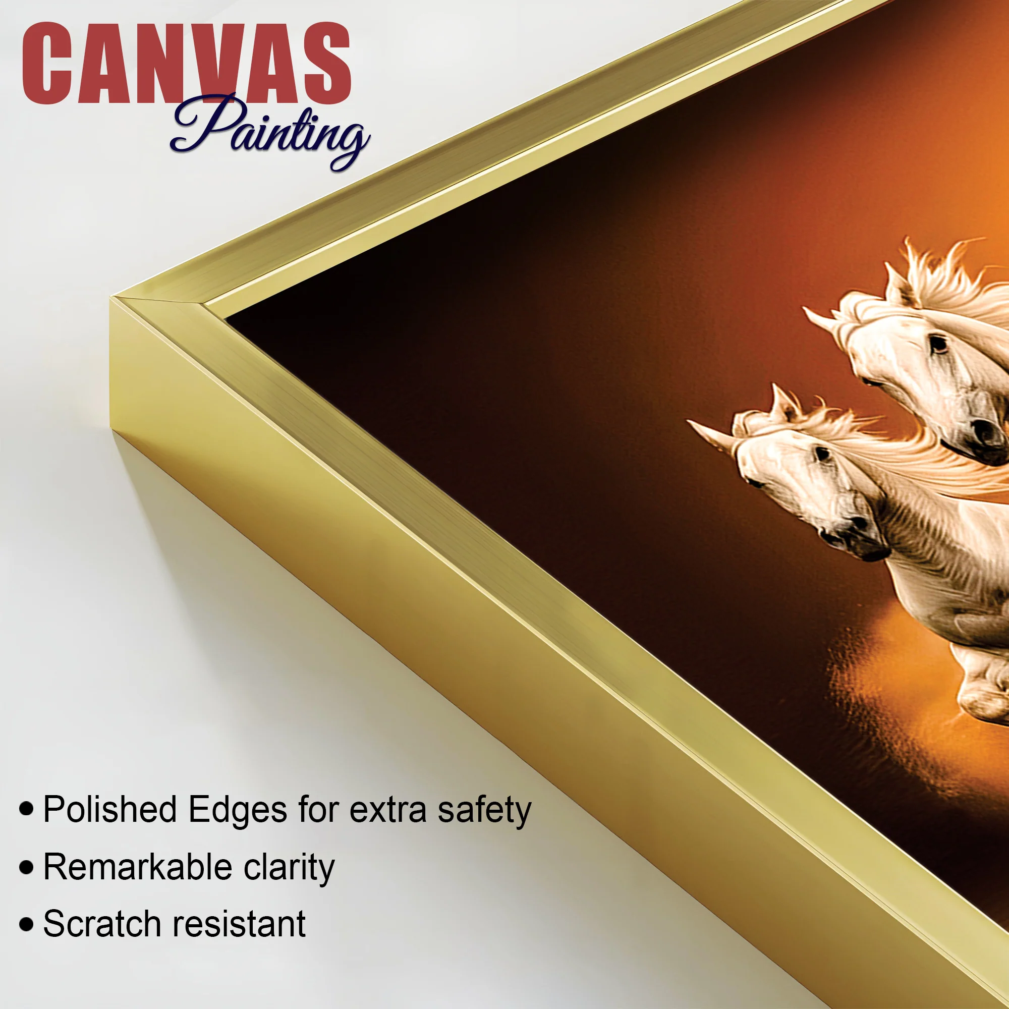 Seven Furious Horses Running at Dawn Canvas Wall Painting - Image 6