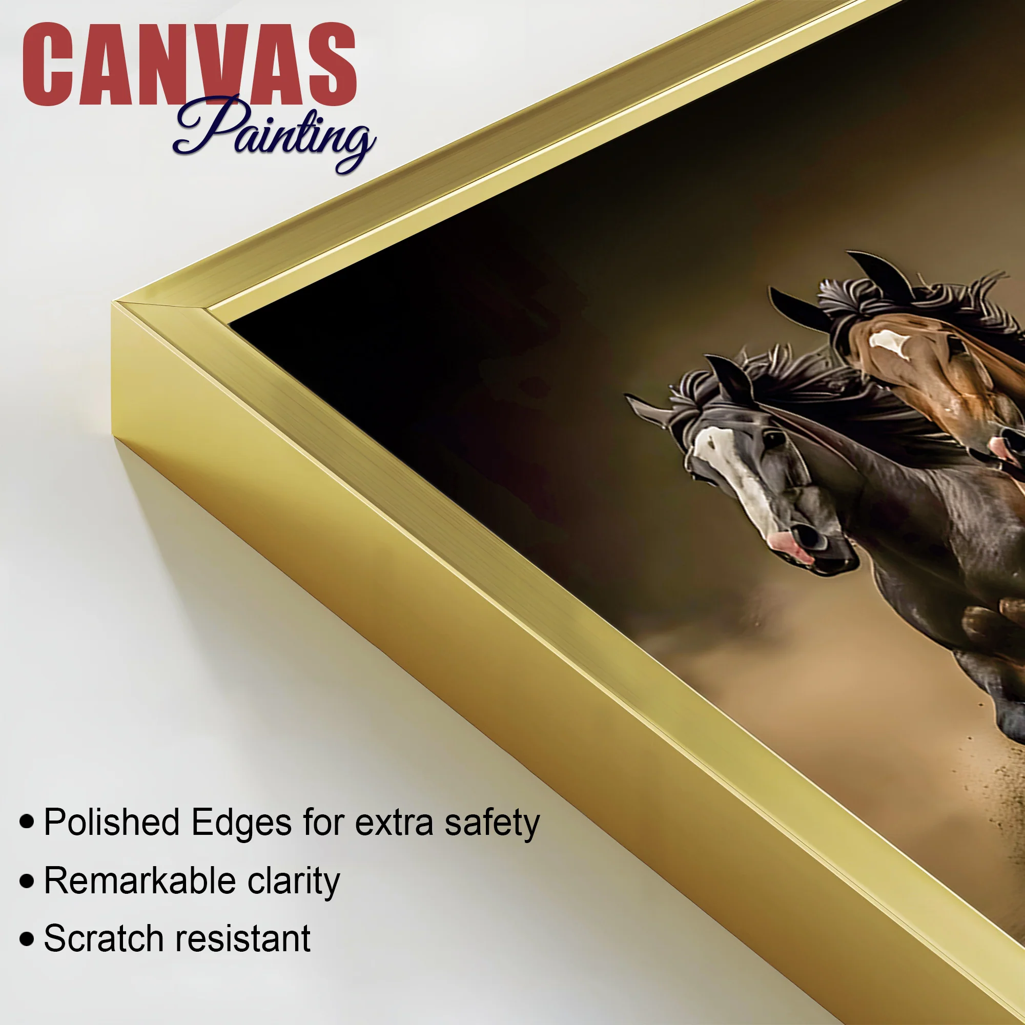 Seven Furious Horses Running Canvas Wall Painting - Image 6