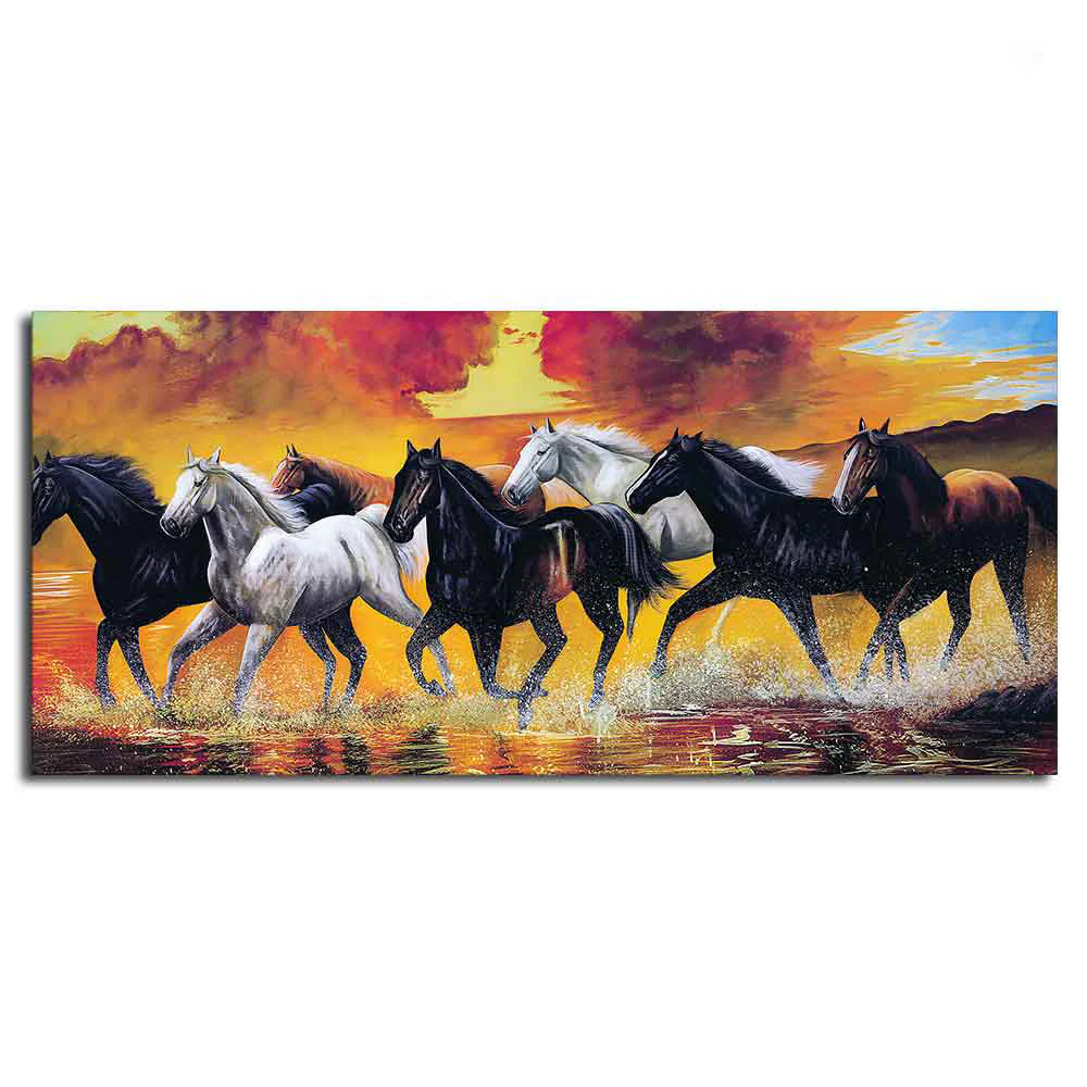 Seven Horse Running Abstract Wall Painting - Image 5