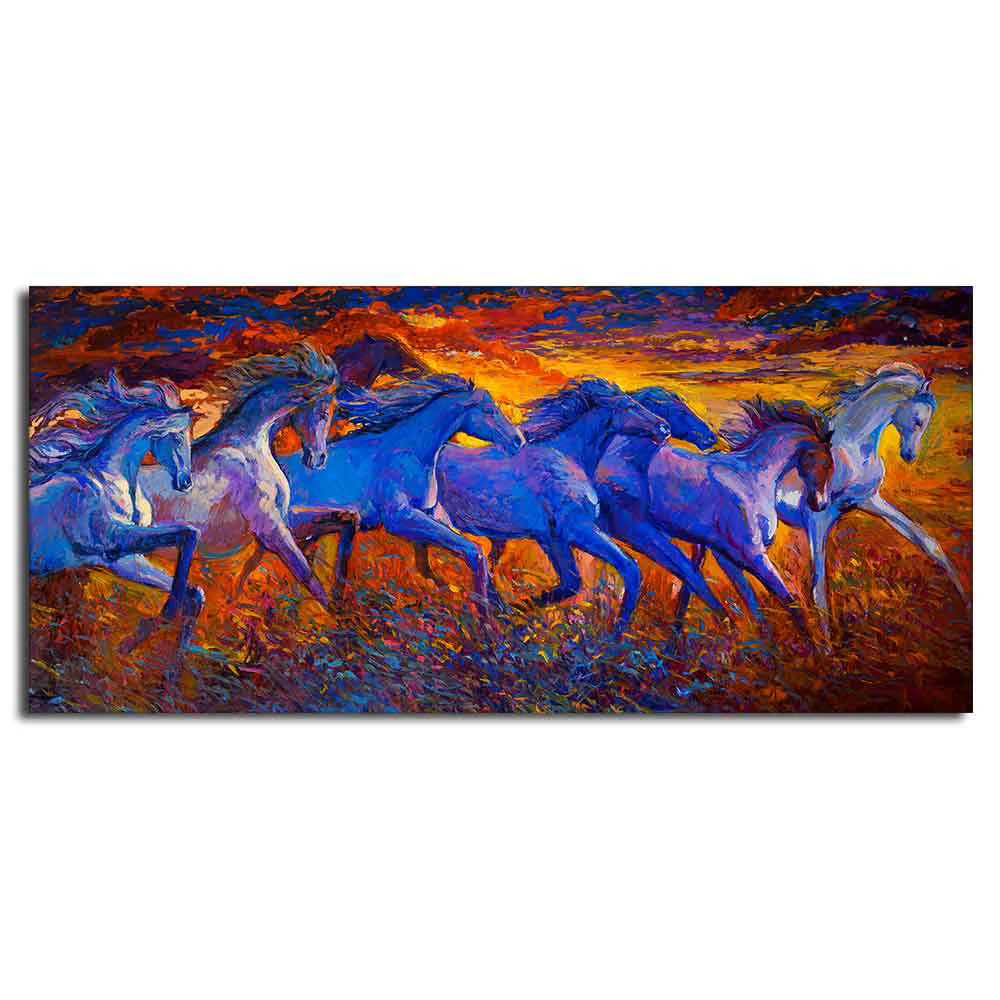 Seven Horse Running in Field Canvas wall Painting - Image 5
