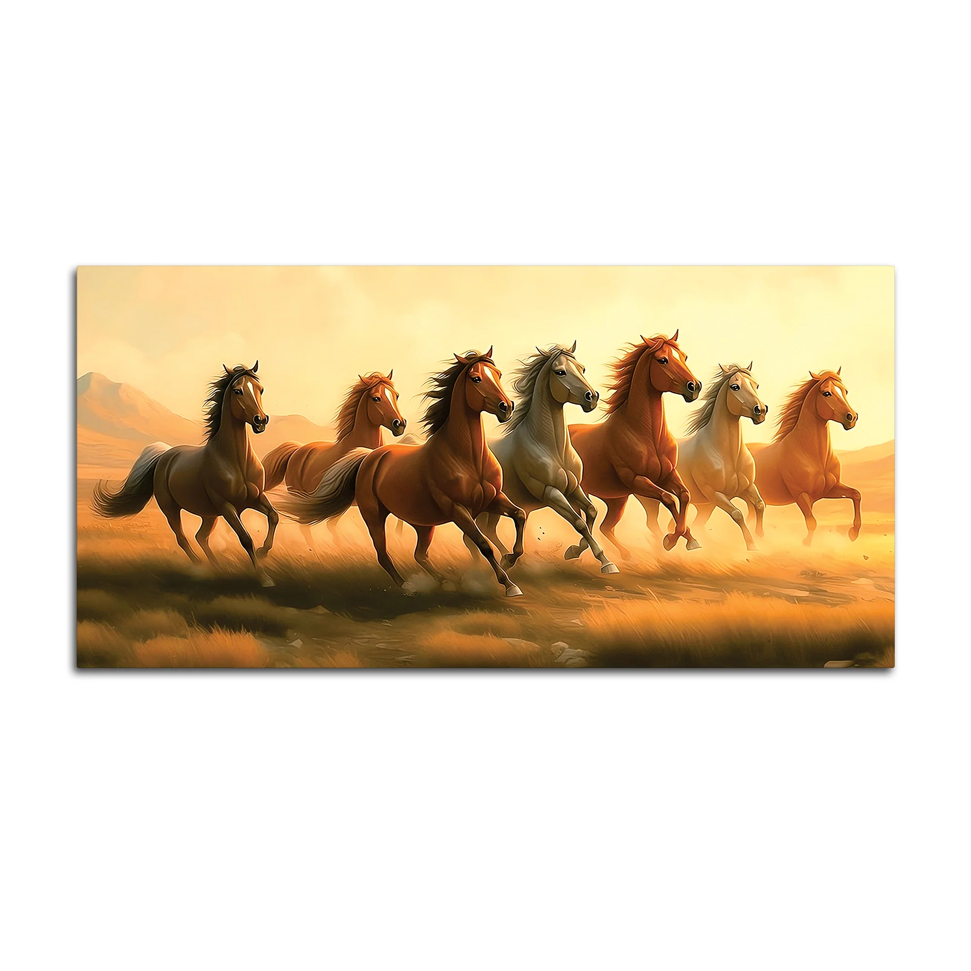 Seven Horse Running In The Field Canvas wall Painting - Image 7