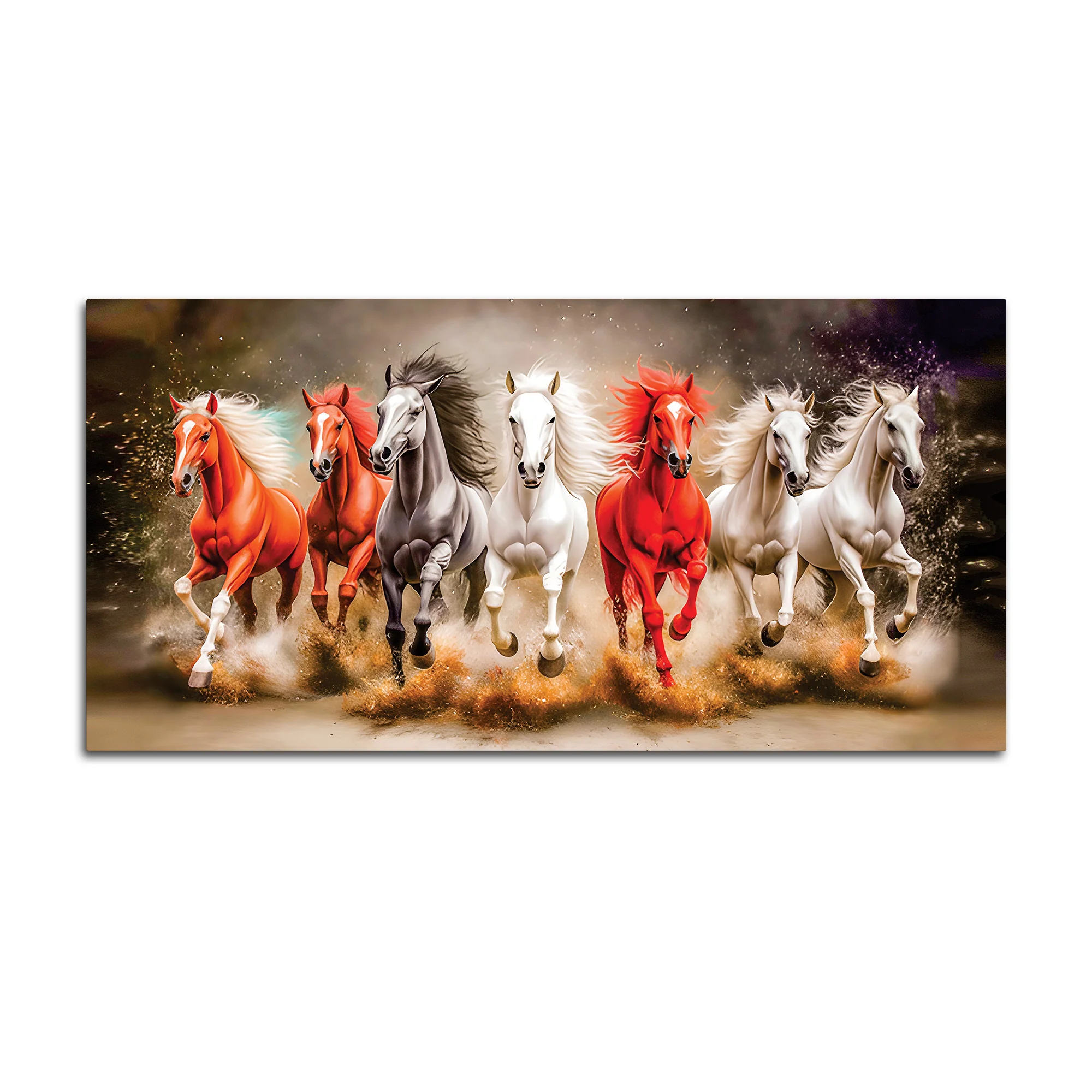Seven Horses Running Art Canvas Wall Painting - Image 7