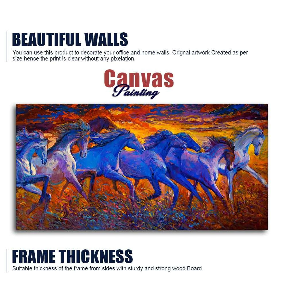 Seven Horses Running Canvas Wall Painting - Image 6