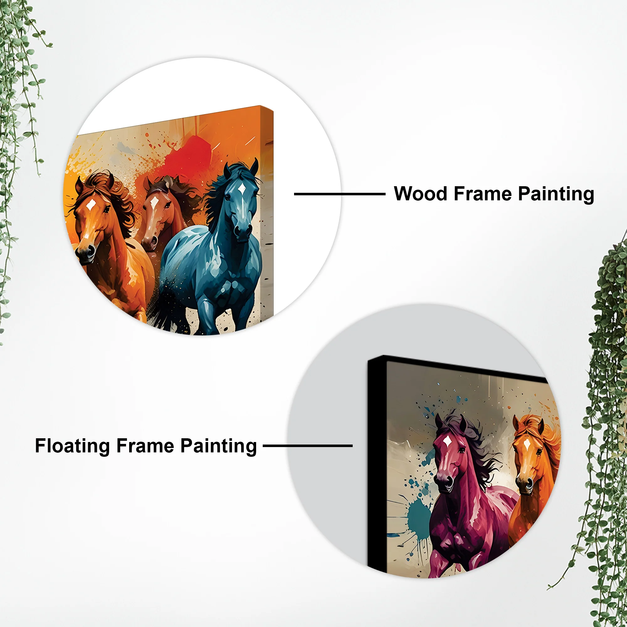 Seven Horses Running colorful Watercolor Art Canvas Wall Painting - Image 5