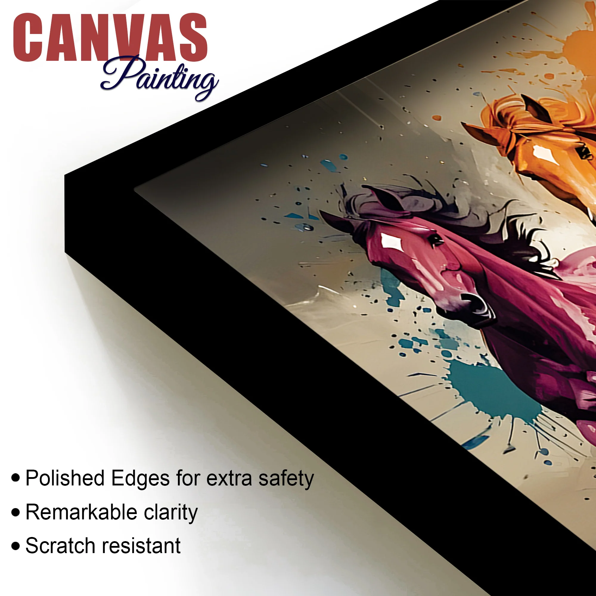 Seven Horses Running colorful Watercolor Art Canvas Wall Painting - Image 6