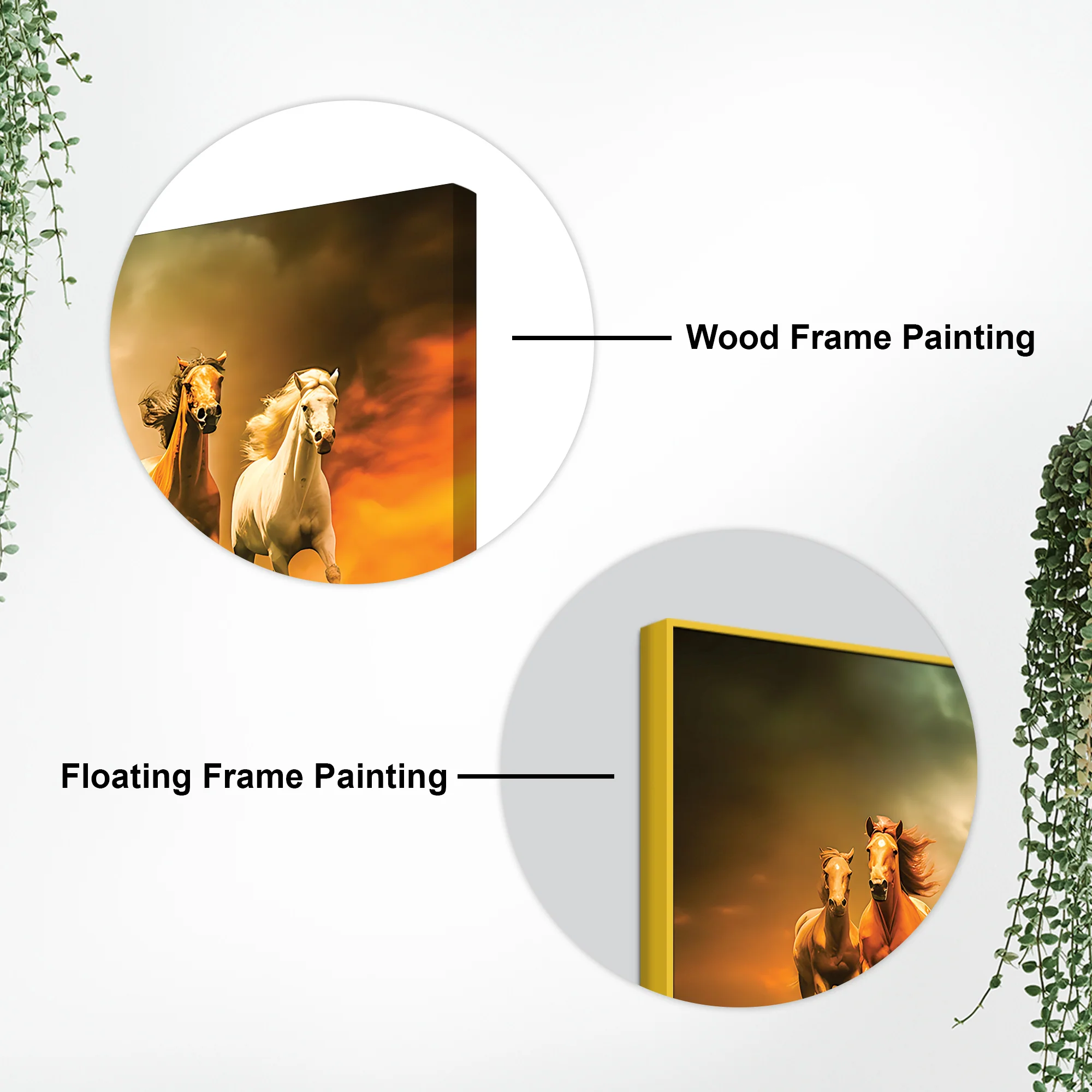 Seven Horses Running in Desert Premium Canvas Wall Painting - Image 5