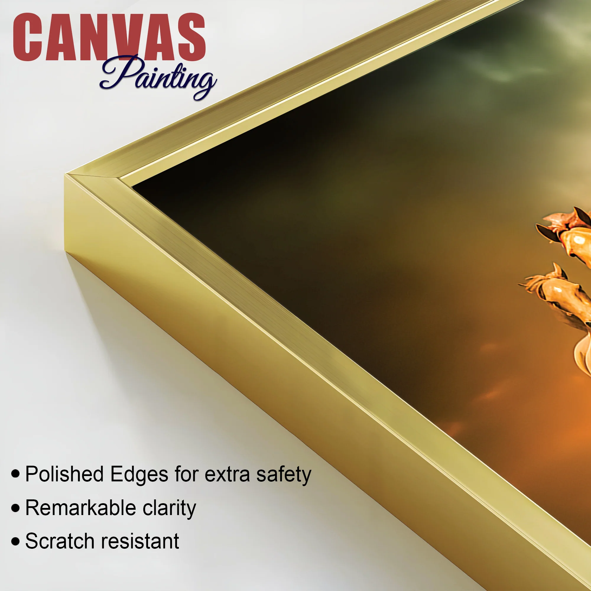 Seven Horses Running in Desert Premium Canvas Wall Painting - Image 6