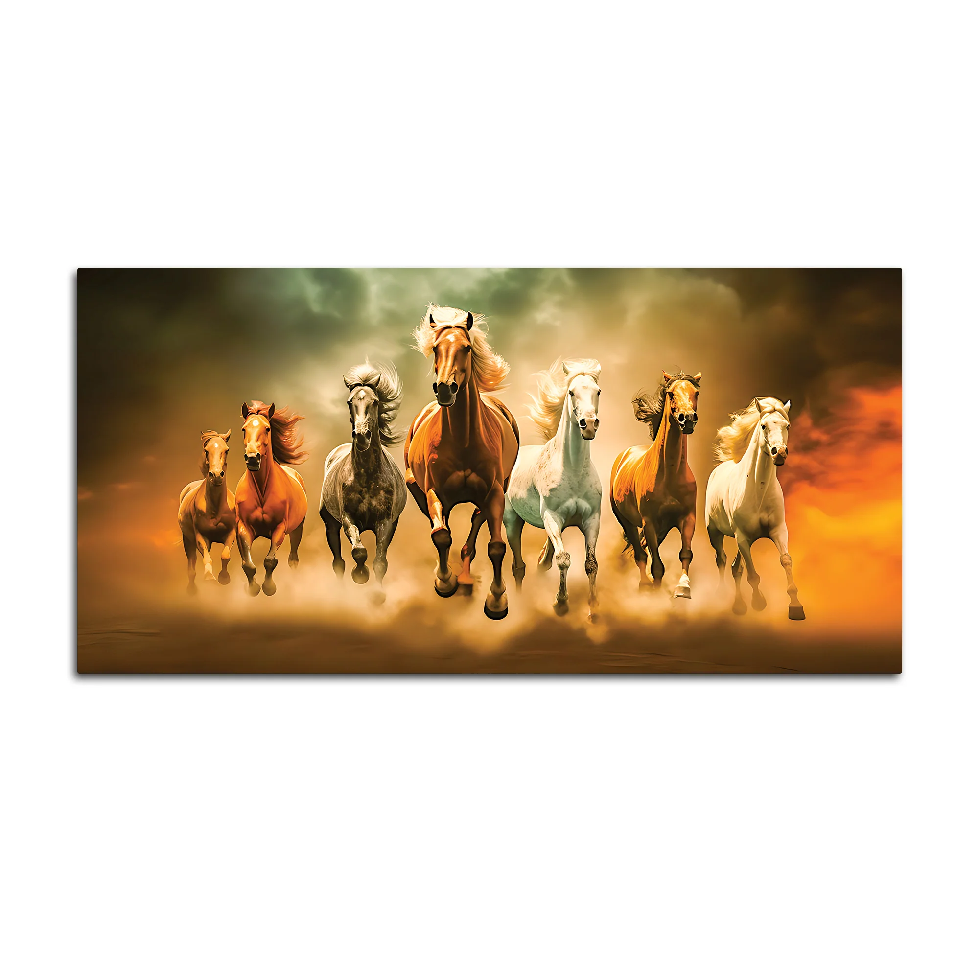 Seven Horses Running in Desert Premium Canvas Wall Painting - Image 7