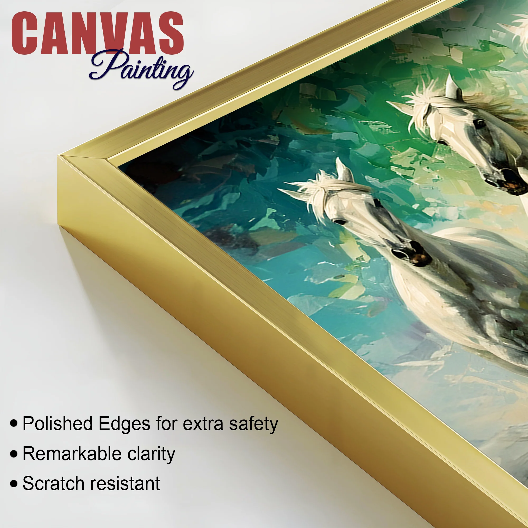 Seven Horses Running Watercolor Art Premium Canvas Wall Painting - Image 6