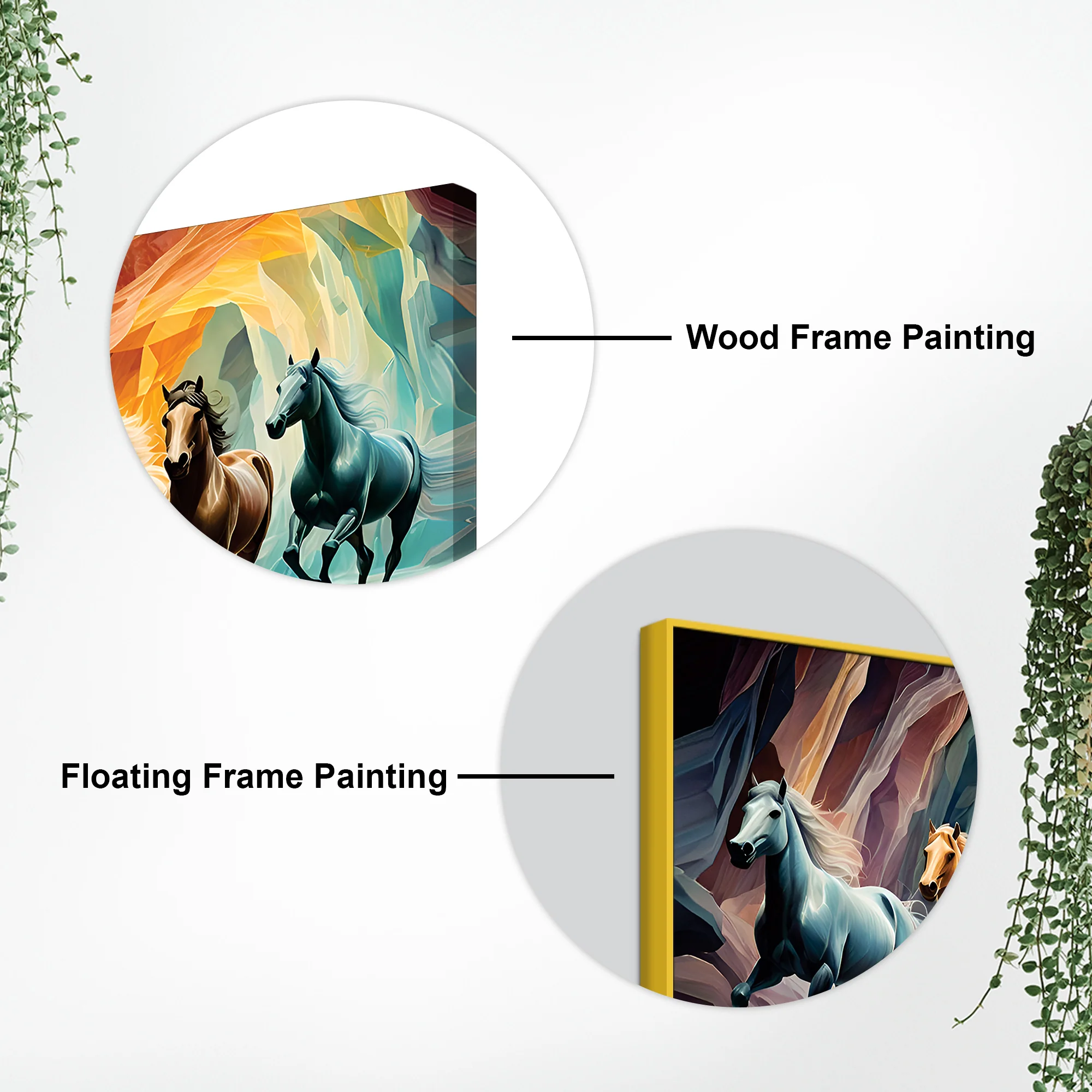 Seven Luminescent Horses Galloping Premium Wall Painting - Image 5