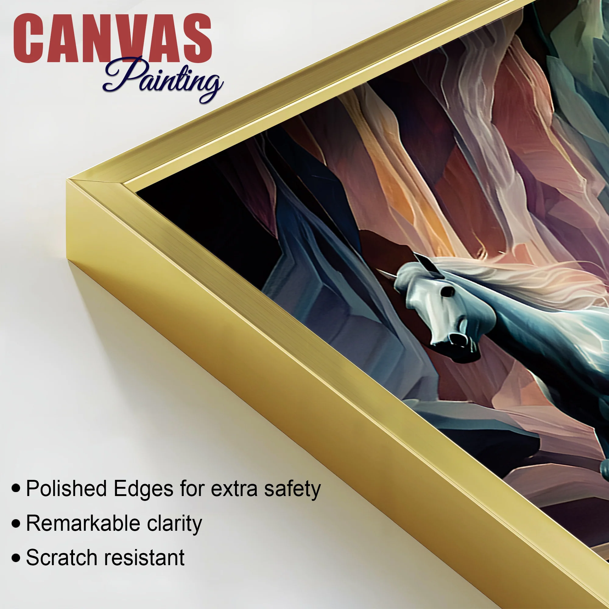 Seven Luminescent Horses Galloping Premium Wall Painting - Image 6