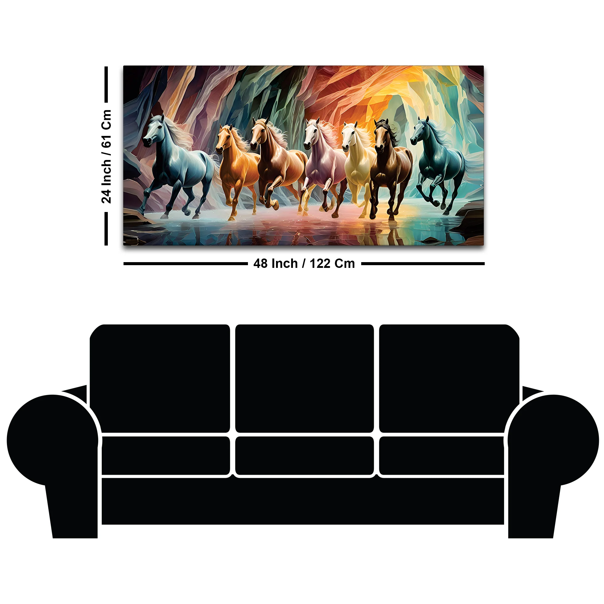 Seven Luminescent Horses Galloping Premium Wall Painting - Image 7