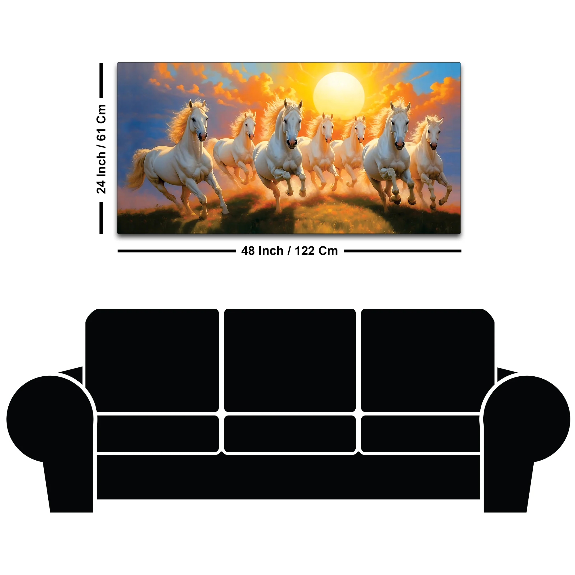 Seven Running Horses at Dawn Canvas Wall Painting - Image 7