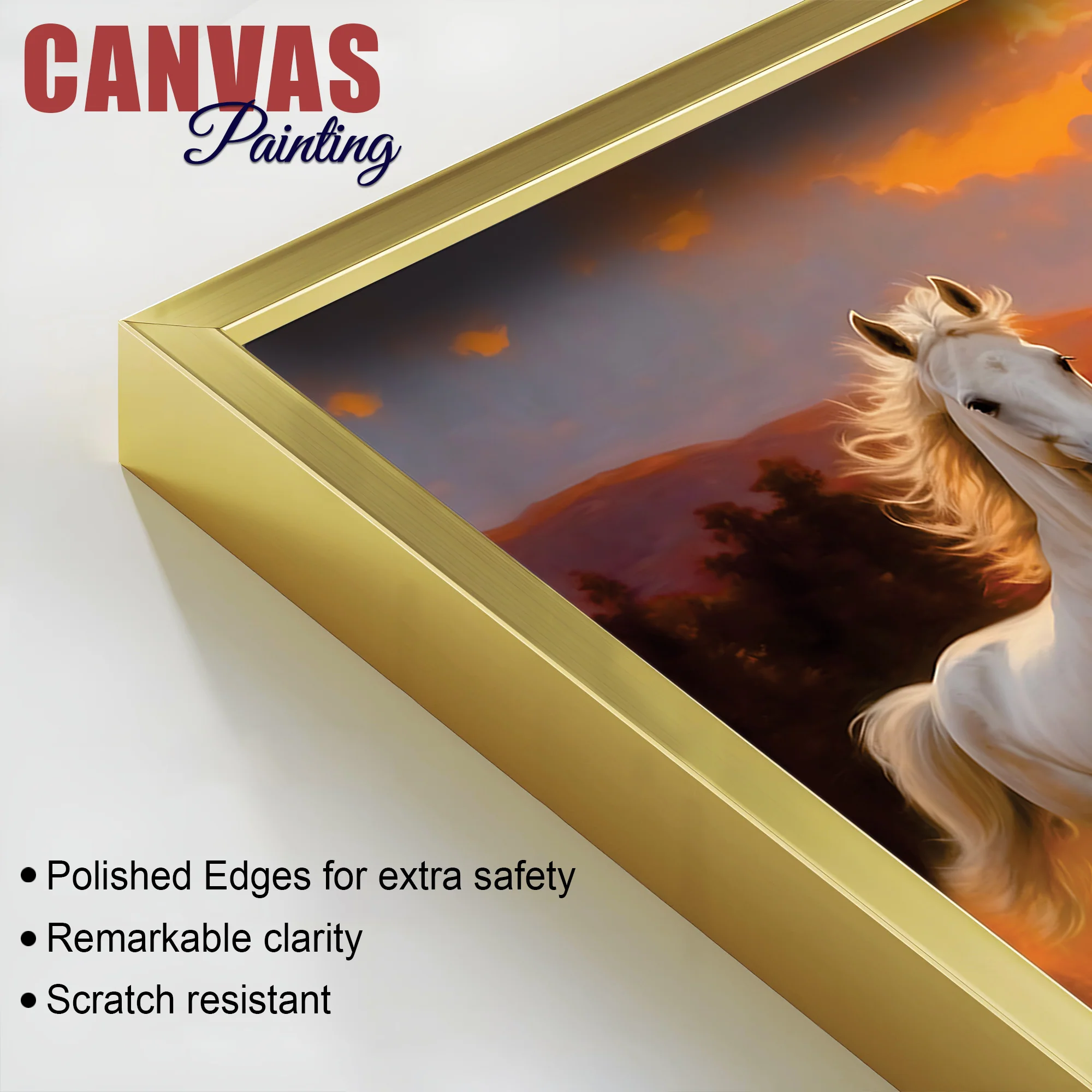 Seven Running Horses at Dawn Premium Wall Painting - Image 5