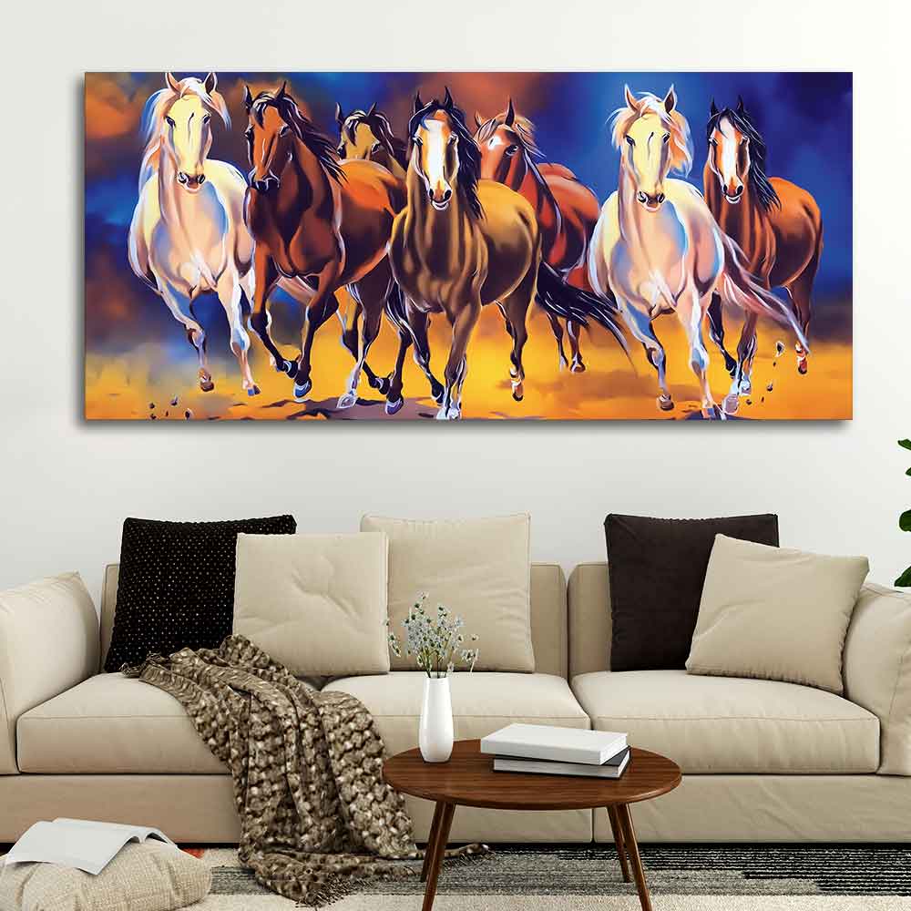 Seven Running Horses Premium Canvas Wall Painting - Image 3