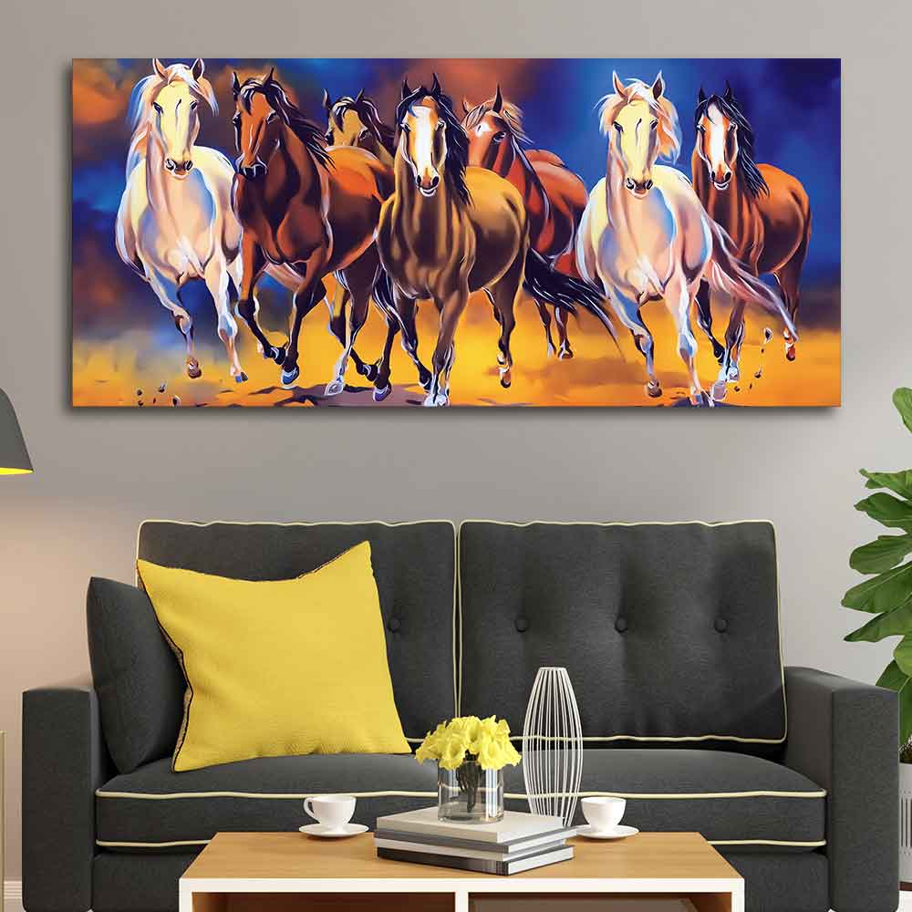 Seven Running Horses Premium Canvas Wall Painting - Image 4