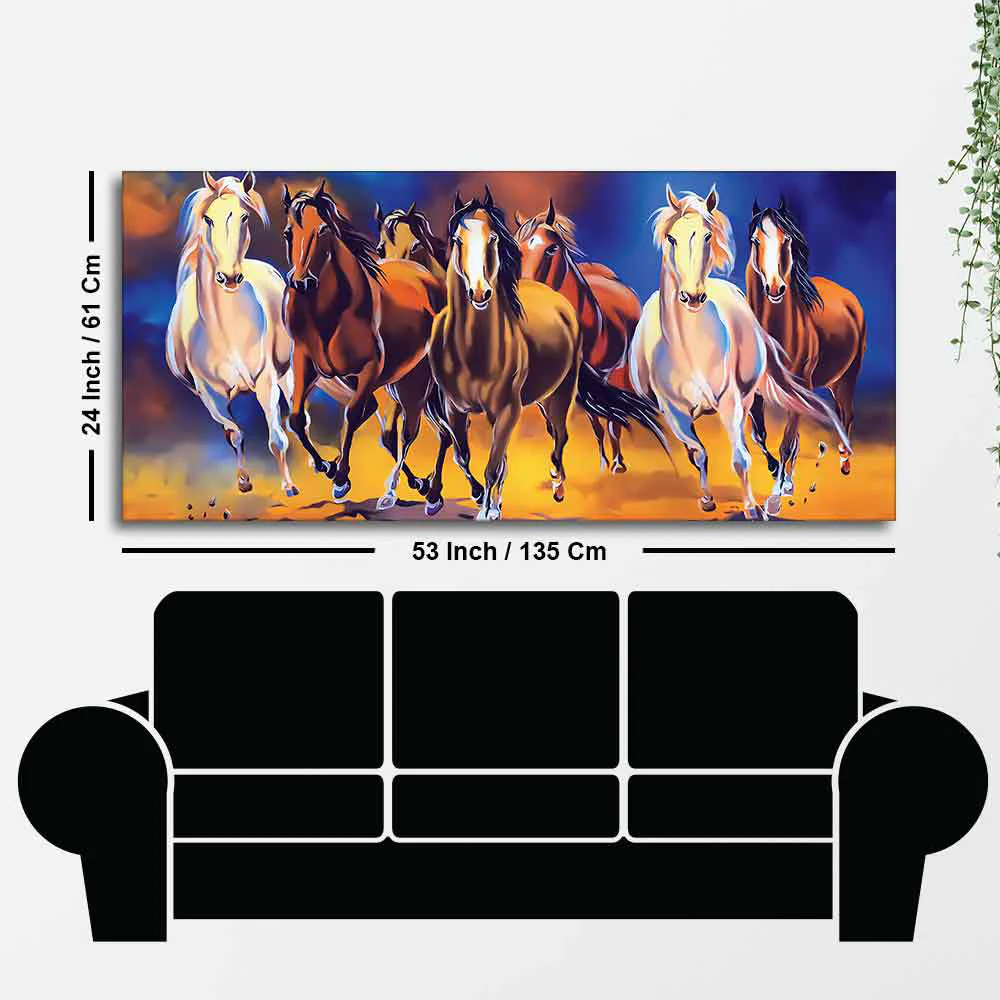 Seven Running Horses Premium Canvas Wall Painting - Image 7