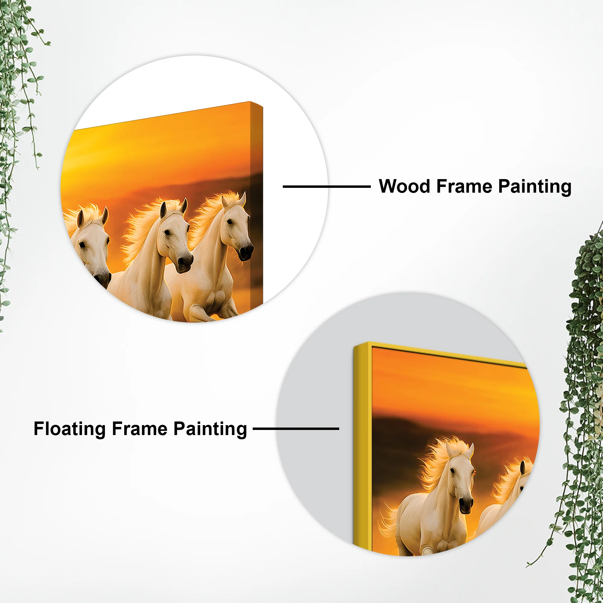 Seven White Horses Galloping at Sunrise Premium Wall Painting - Image 5