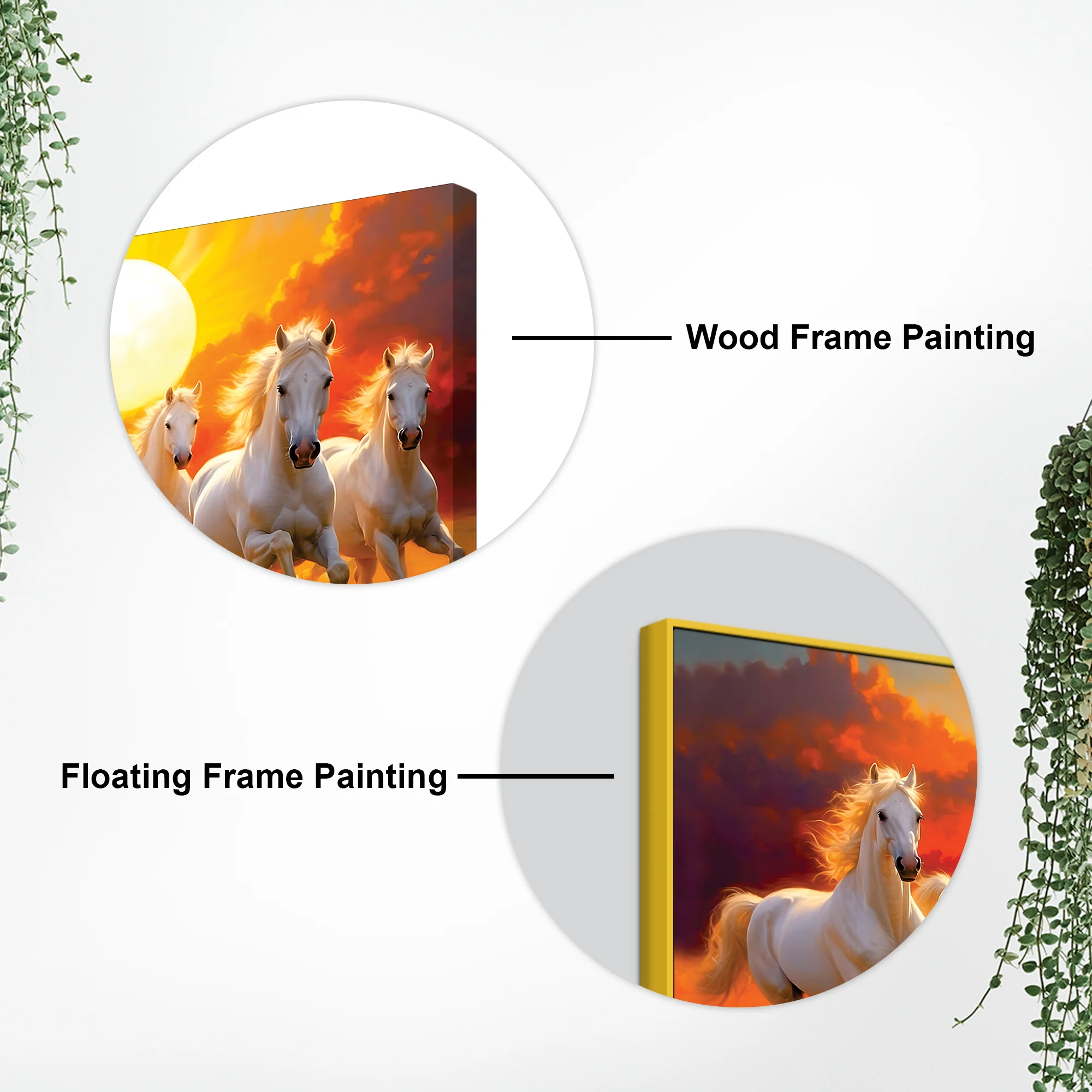 Seven White Horses Running at Dawn Premium Wall Painting - Image 5
