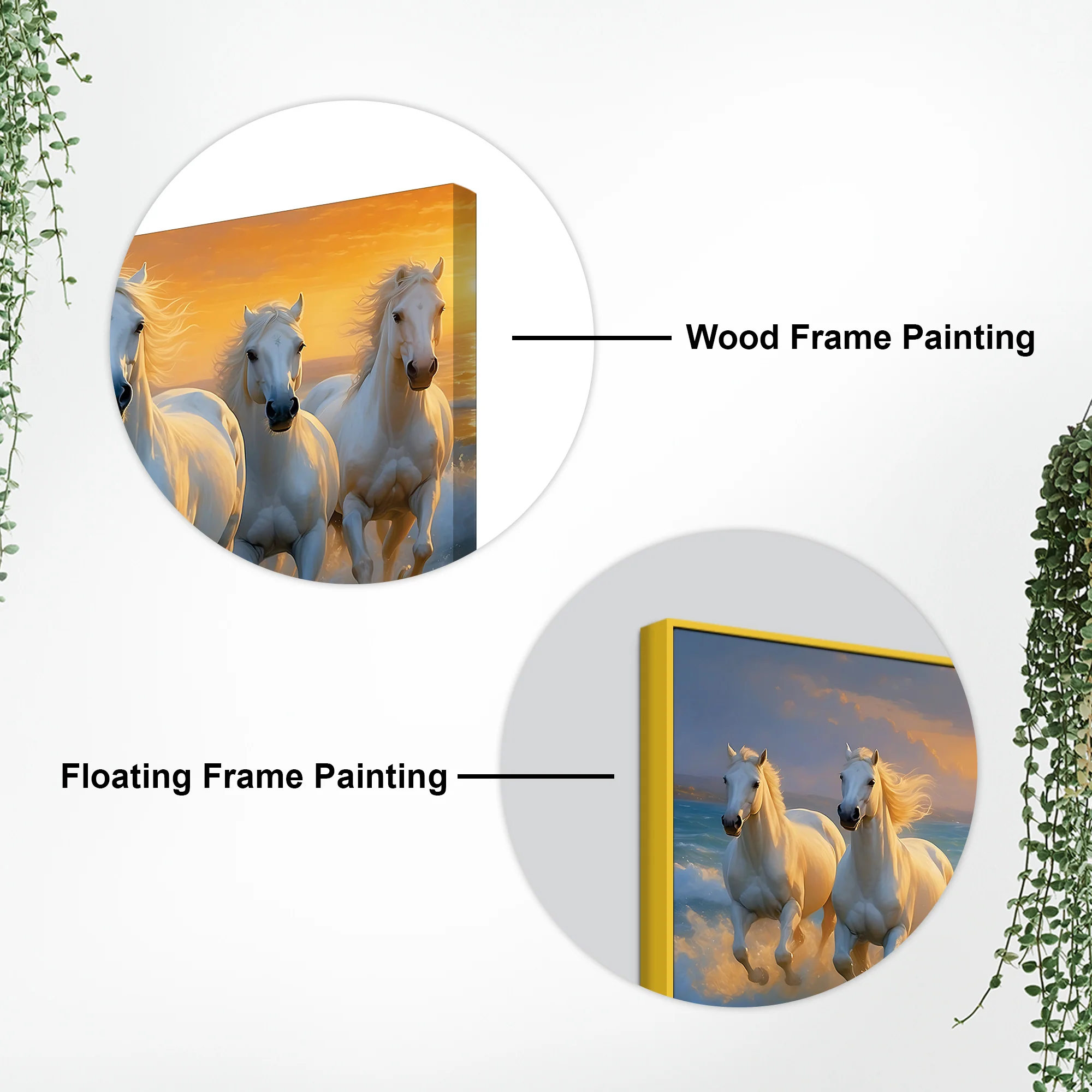 Seven White Horses Running at Sunrise Canvas Wall Painting - Image 5