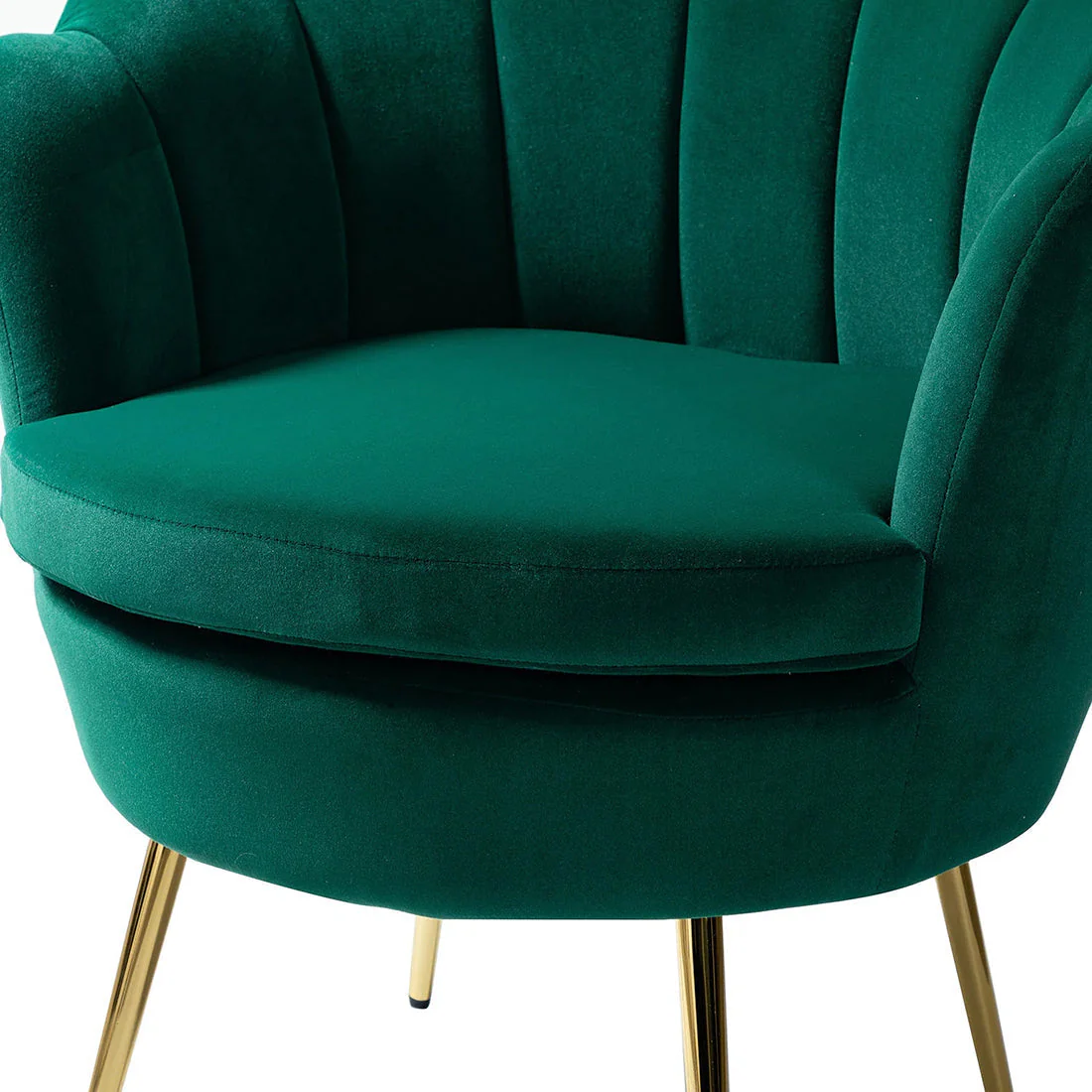 Shell Motif Luxury Design Green Velvet Accent Chair - Image 5
