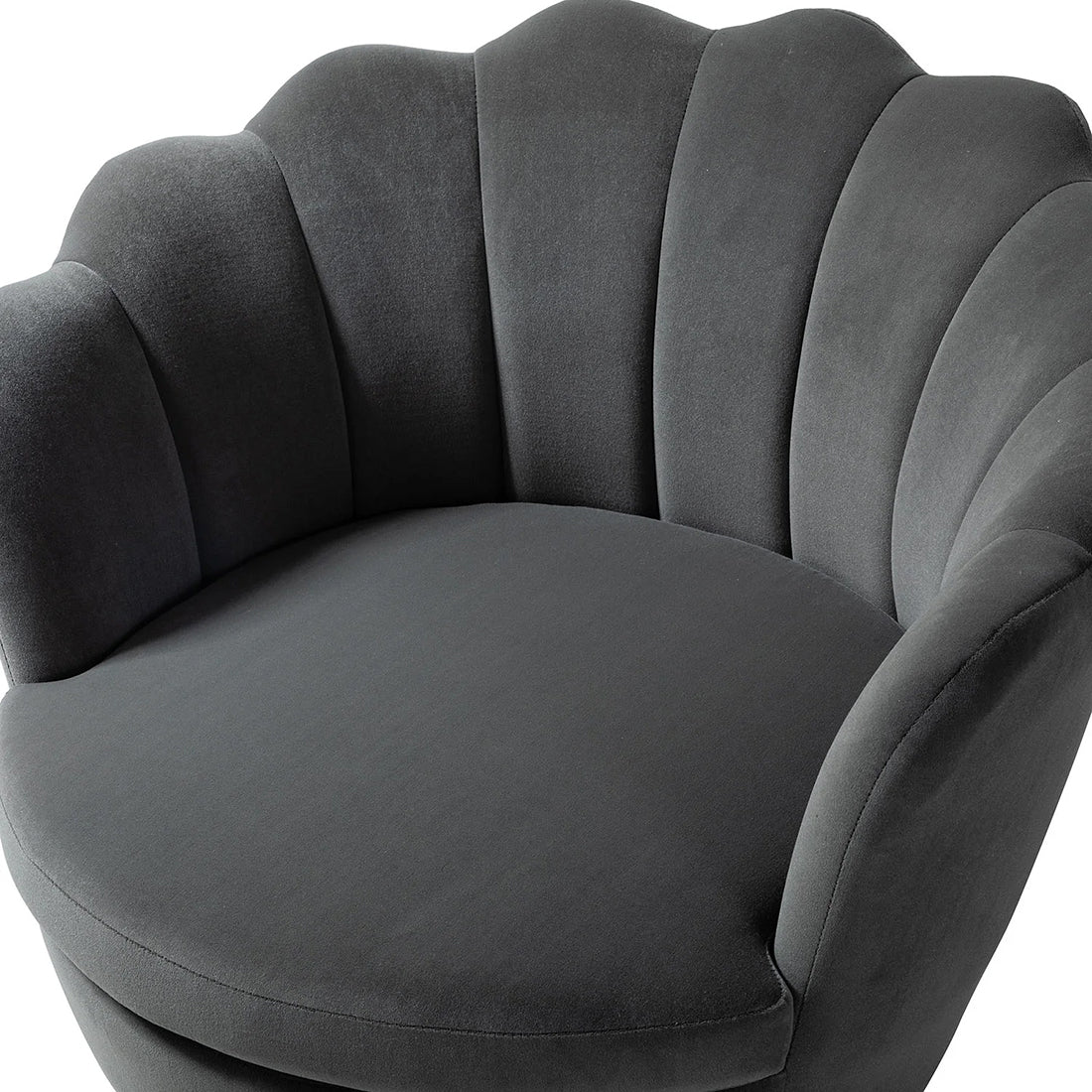 Shell Motif Luxury Design Grey Velvet Accent Chair - Image 5