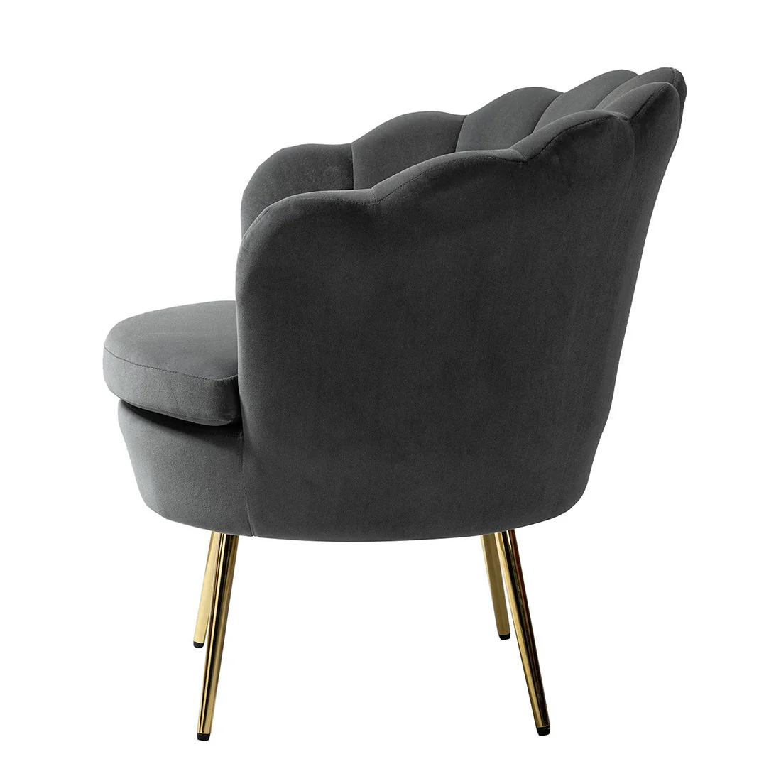 Shell Motif Luxury Design Grey Velvet Accent Chair - Image 6