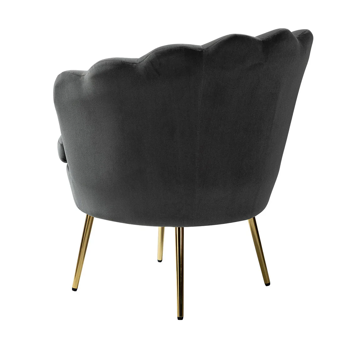 Shell Motif Luxury Design Grey Velvet Accent Chair - Image 7