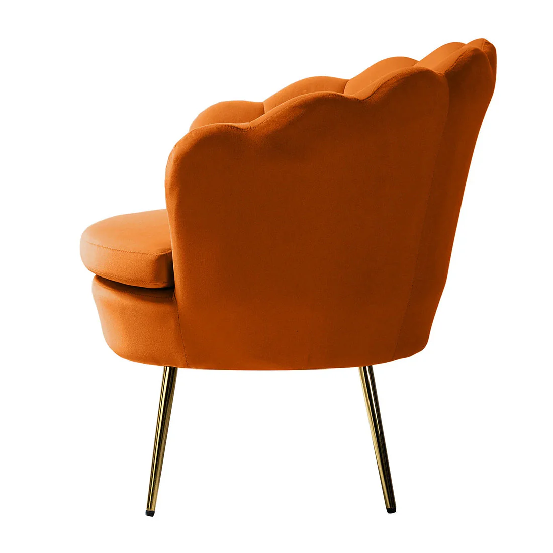 Shell Motif Luxury Design Mustard Velvet Lounge Chair - Image 6