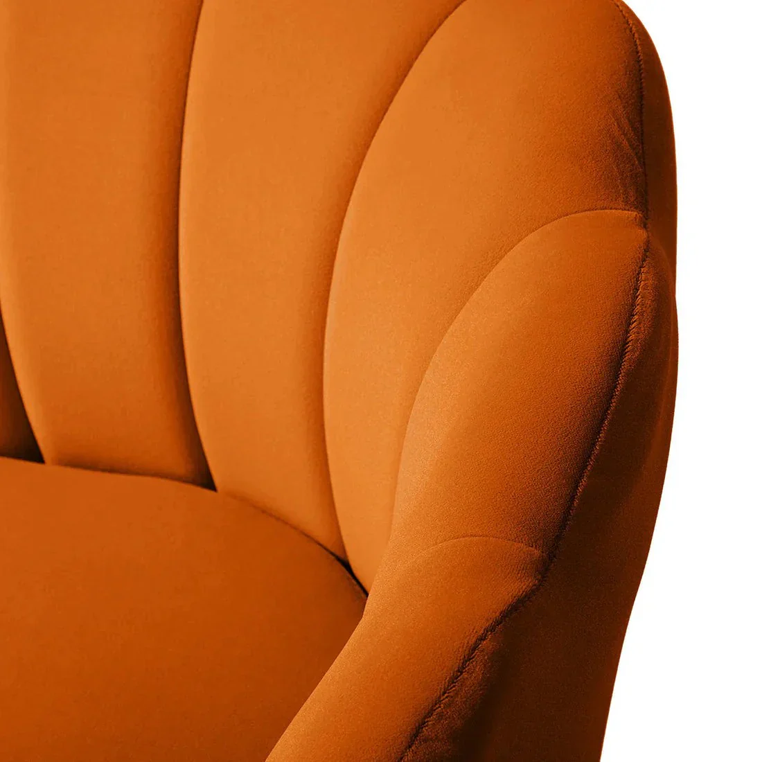 Shell Motif Luxury Design Orange Velvet Accent Chair - Image 6