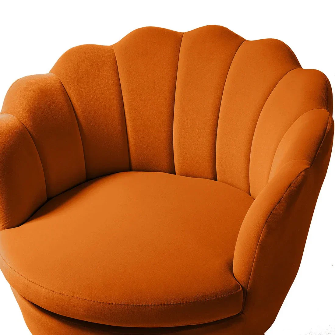 Shell Motif Luxury Design Orange Velvet Accent Chair - Image 7