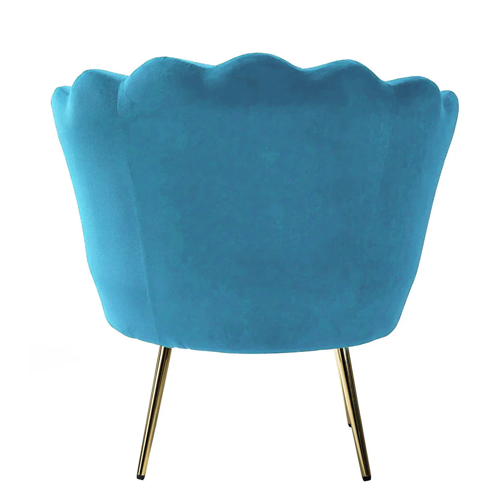 Shell Motif Luxury Sky Blue Velvet Comfy Lounge Chair - Image 7