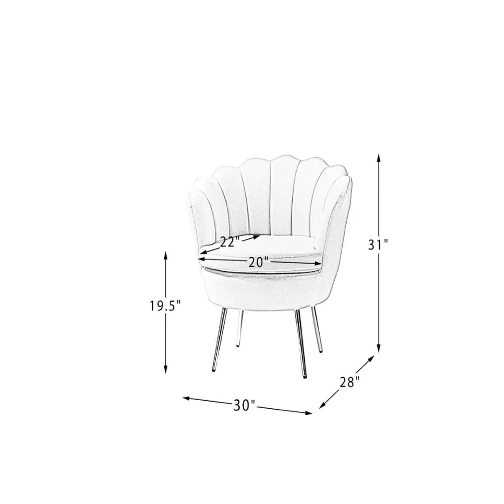 Shell Motif Luxury Sky Blue Velvet Comfy Lounge Chair - Image 8
