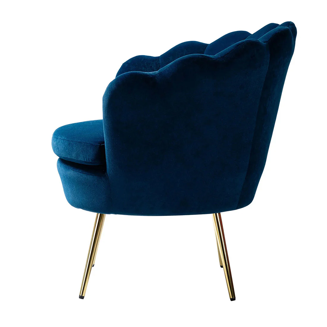 Shell Motif Luxury Style Blue Velvet Accent Chair - Image 5