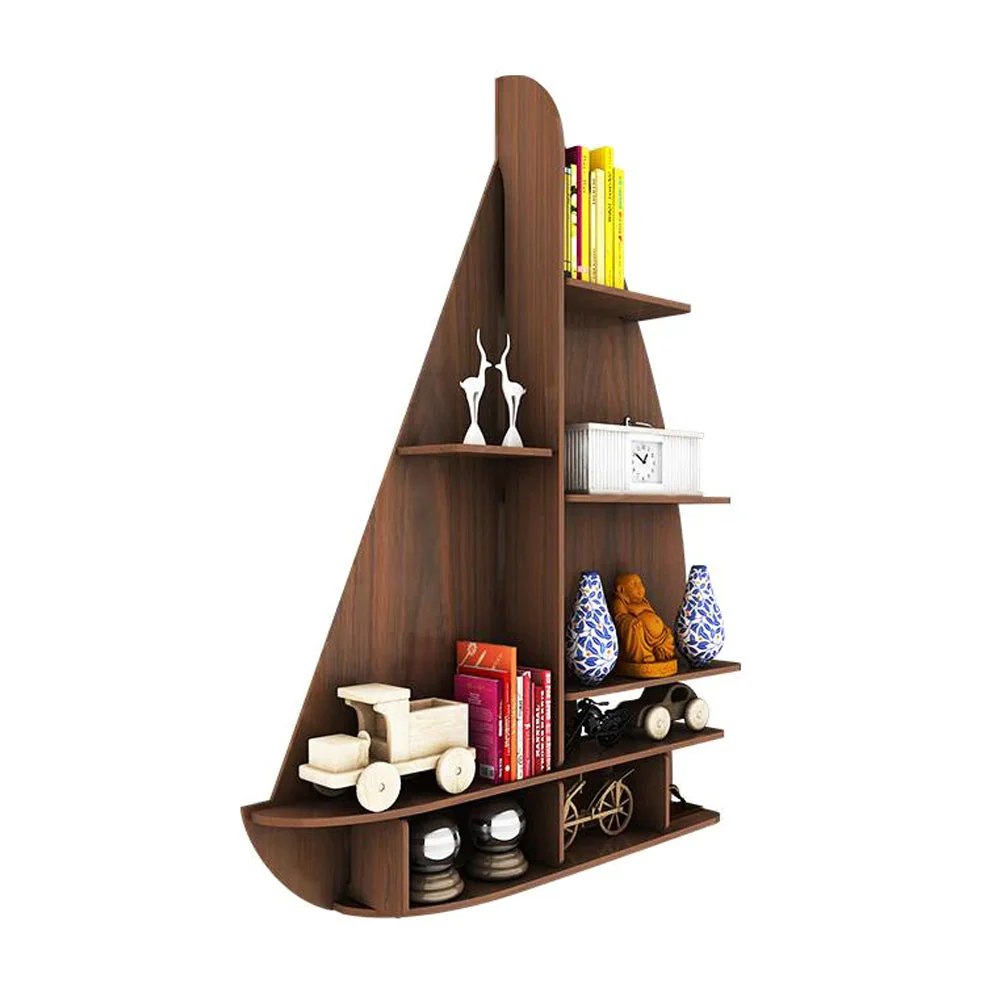 Ship Backlit Designer Wooden Wall Shelf / Book Shelf / Night Light, Walnut Finish - Image 4