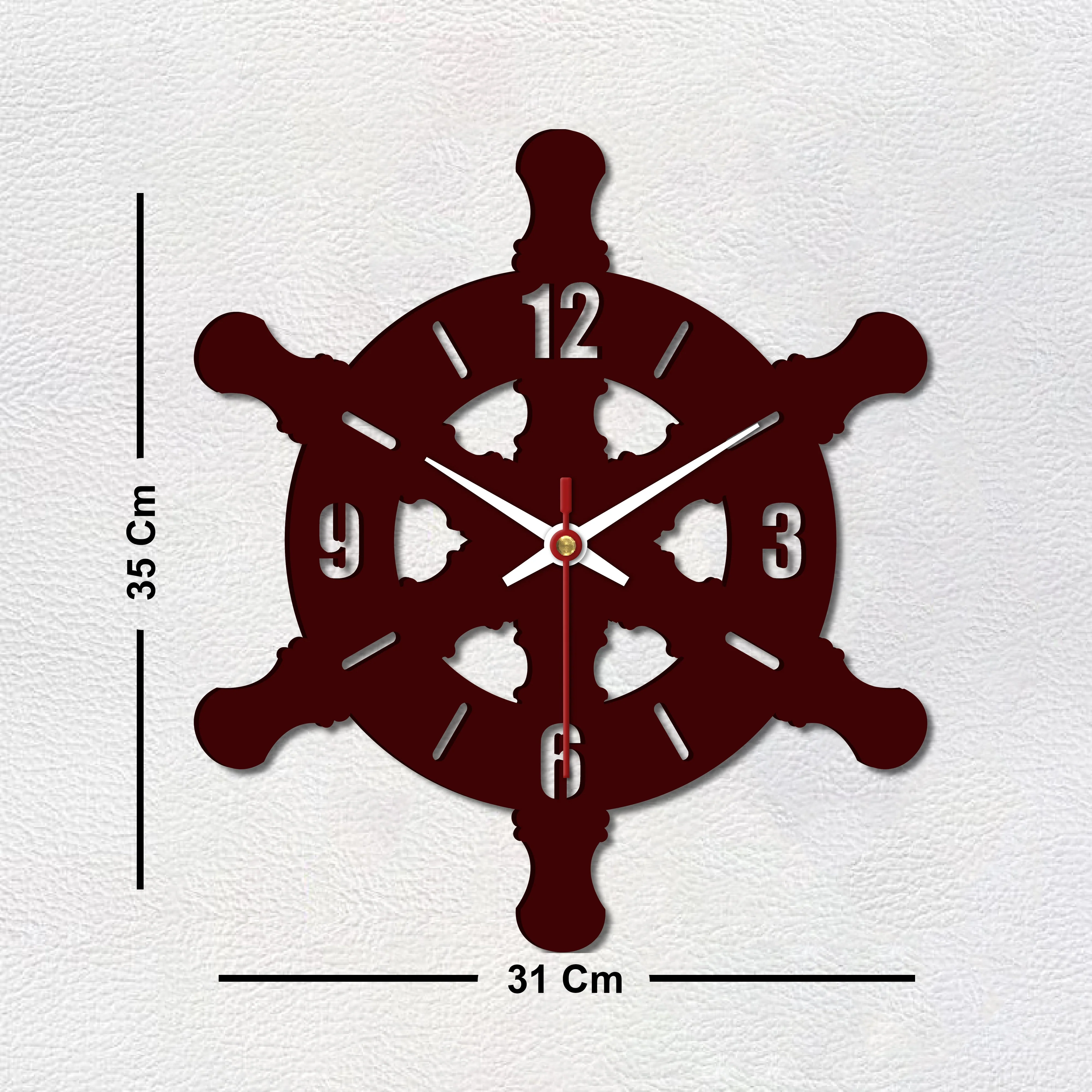 Ship Wheel Shape Wooden Wall Clock - Image 6