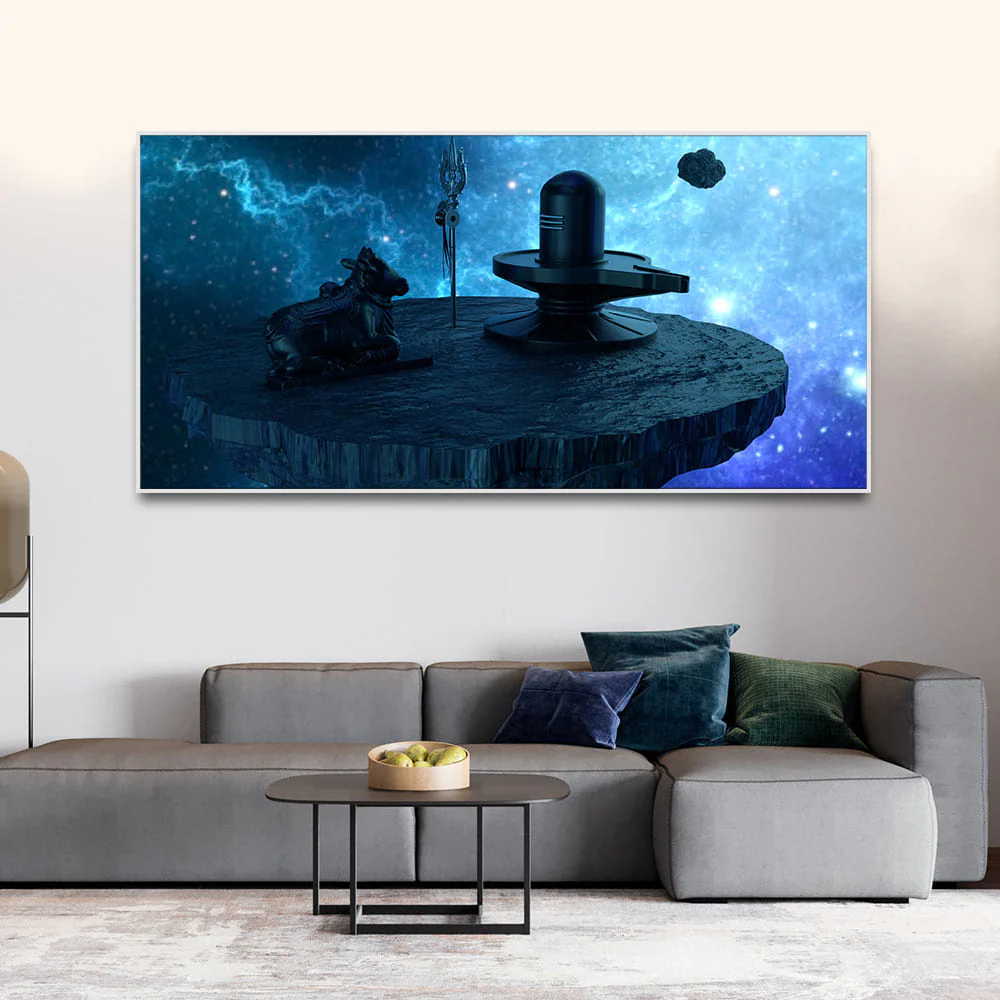 Shiva Lingam and Nandhi Statue Canvas Wall Painting - Image 3