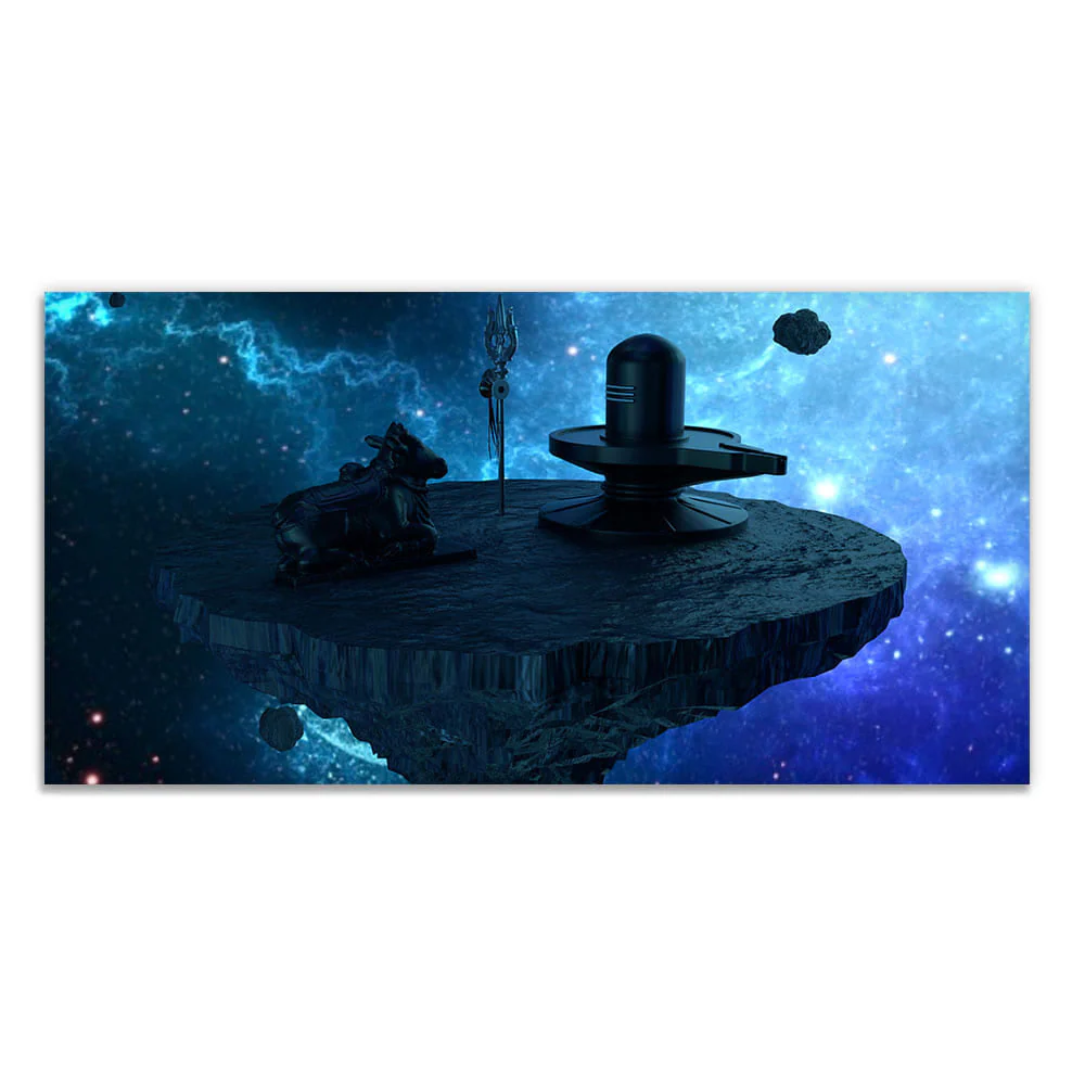 Shiva Lingam and Nandhi Statue Canvas Wall Painting - Image 4